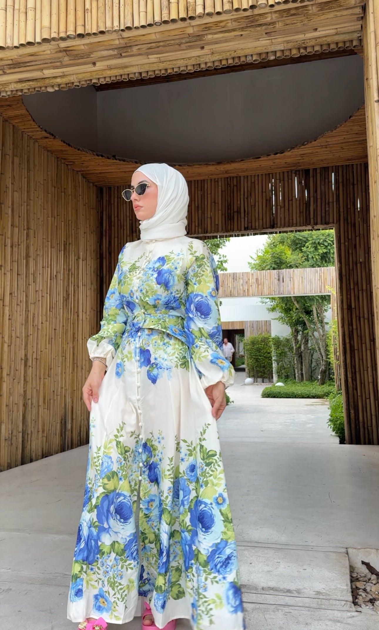 Blue and white floral 🦋 Eid dress