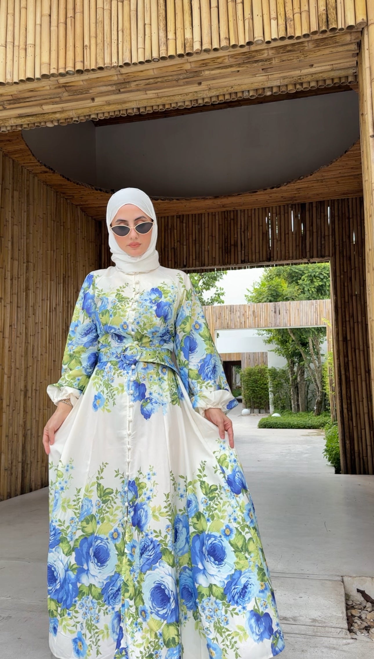 Blue and white floral 🦋 Eid dress