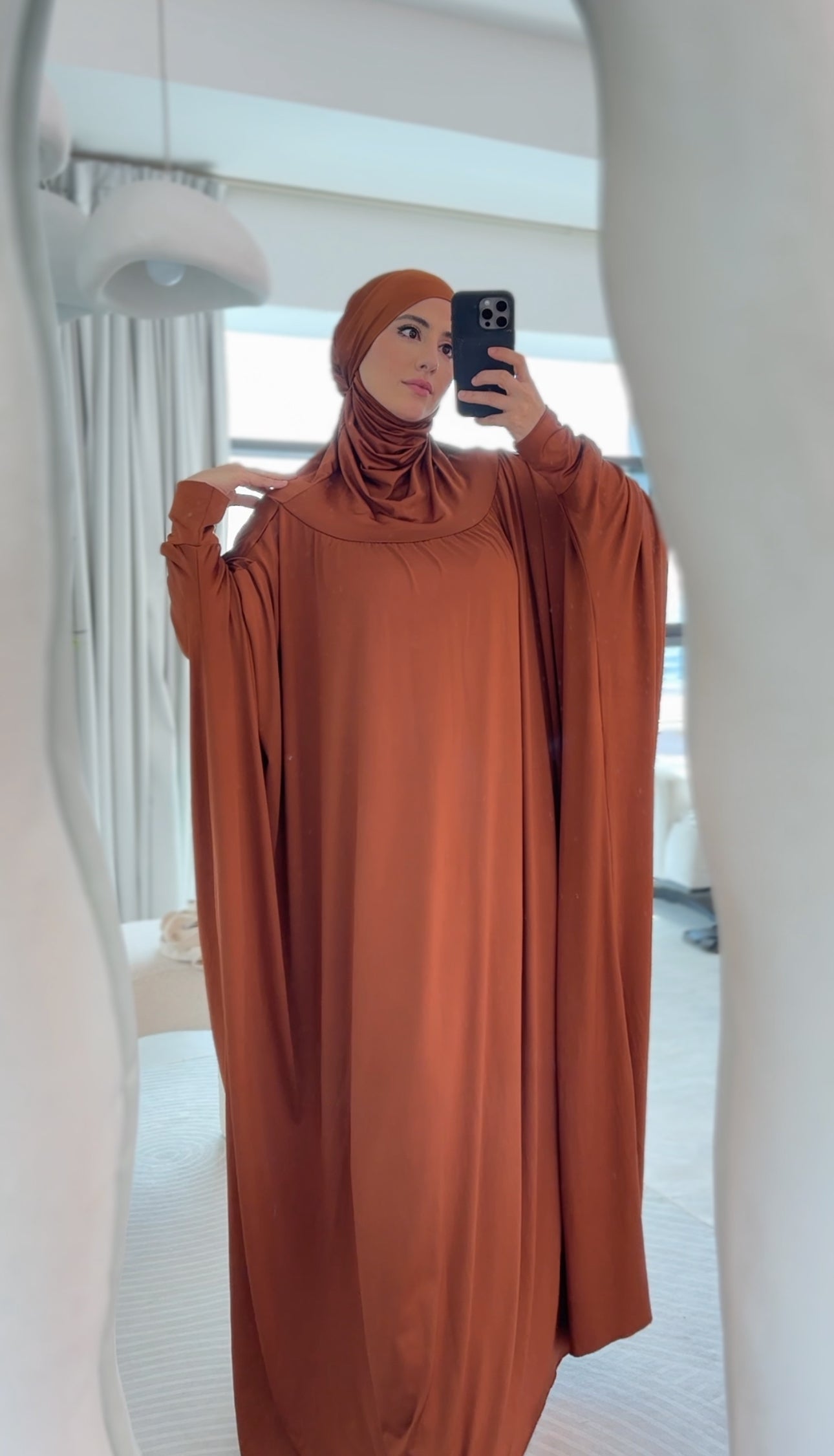 Brown burqa stretch fabric