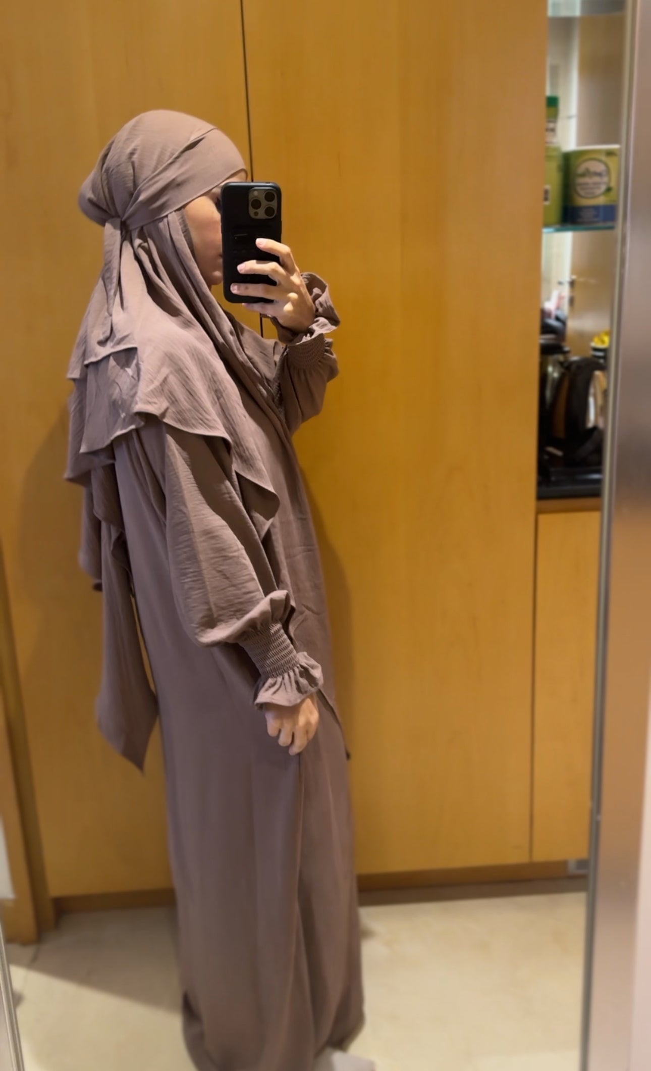 Two piece beige Khimar