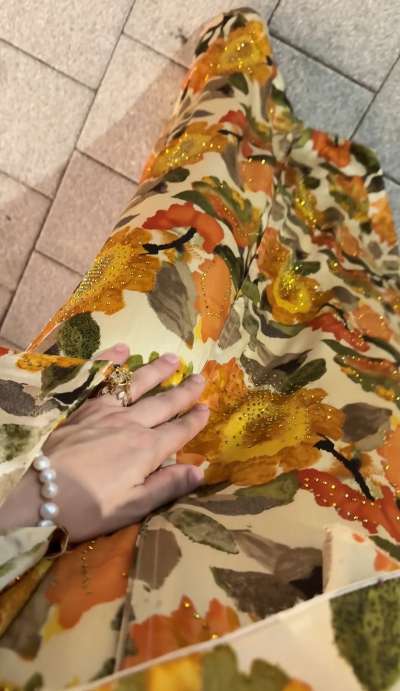Orange 🍊 floral Abayah with matching scarf