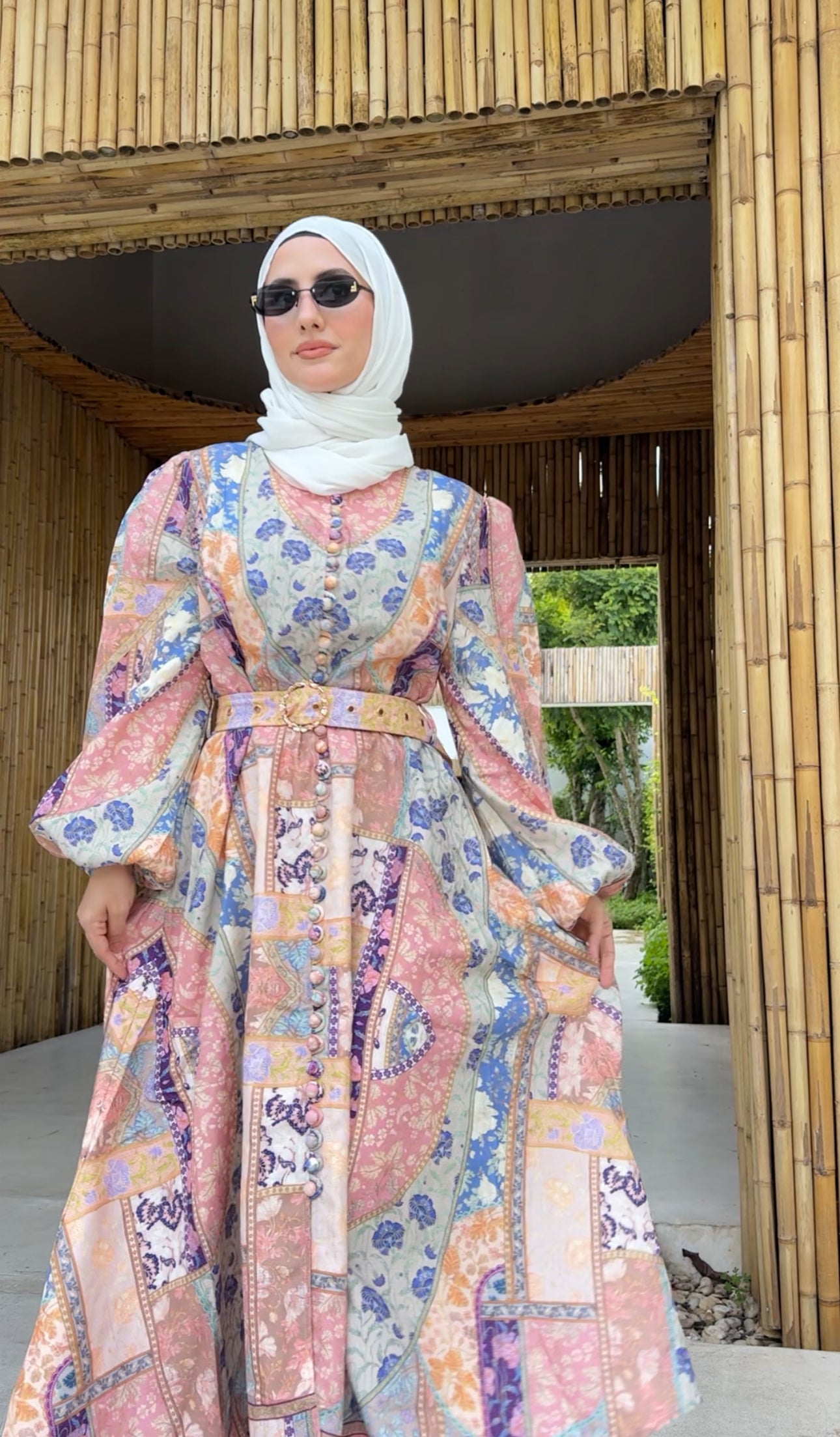 Coral, blue and other colours Eid dress