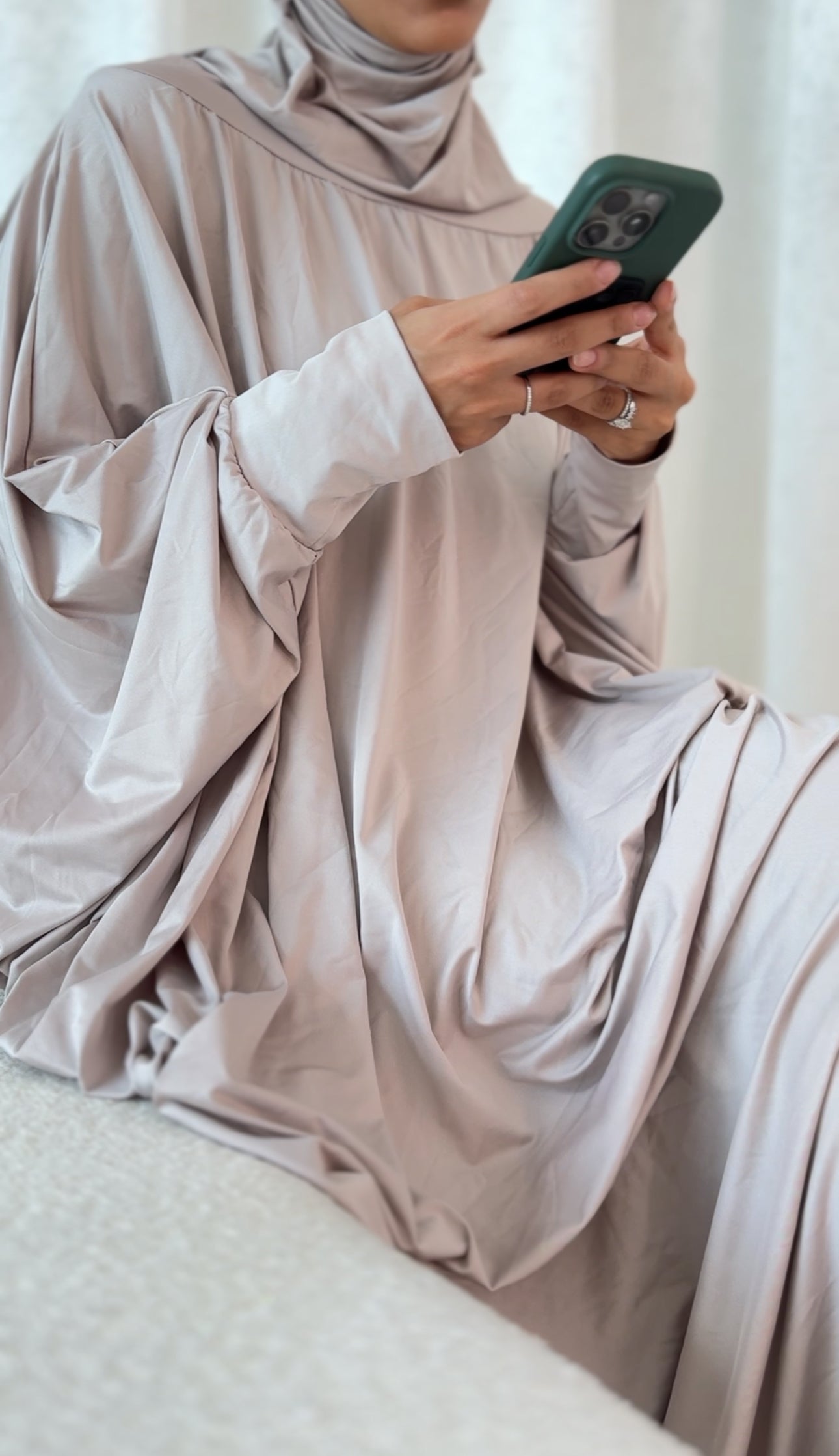 Beige burqa stretch fabric