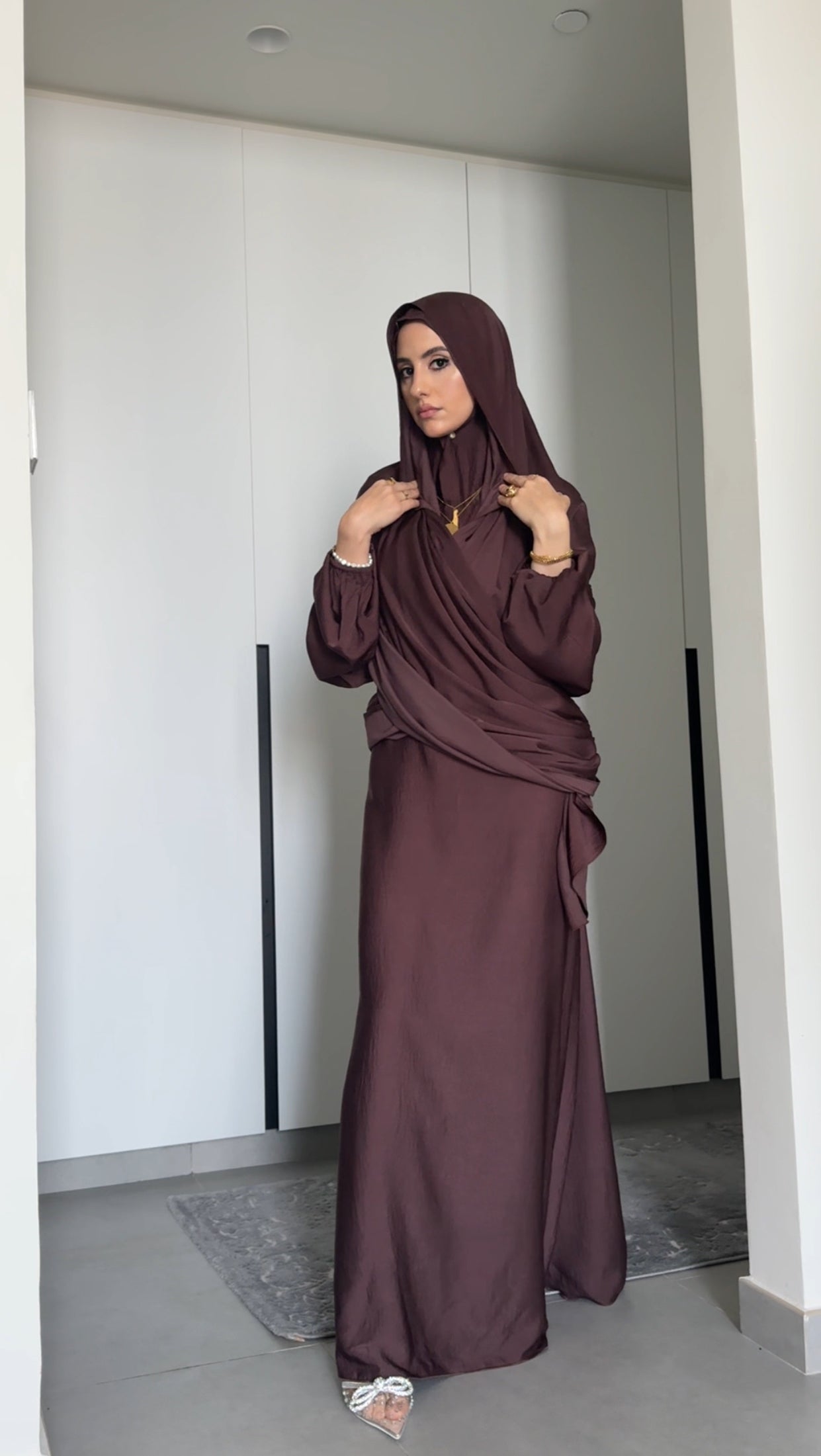 Anna Brown Long Scarf Abayah