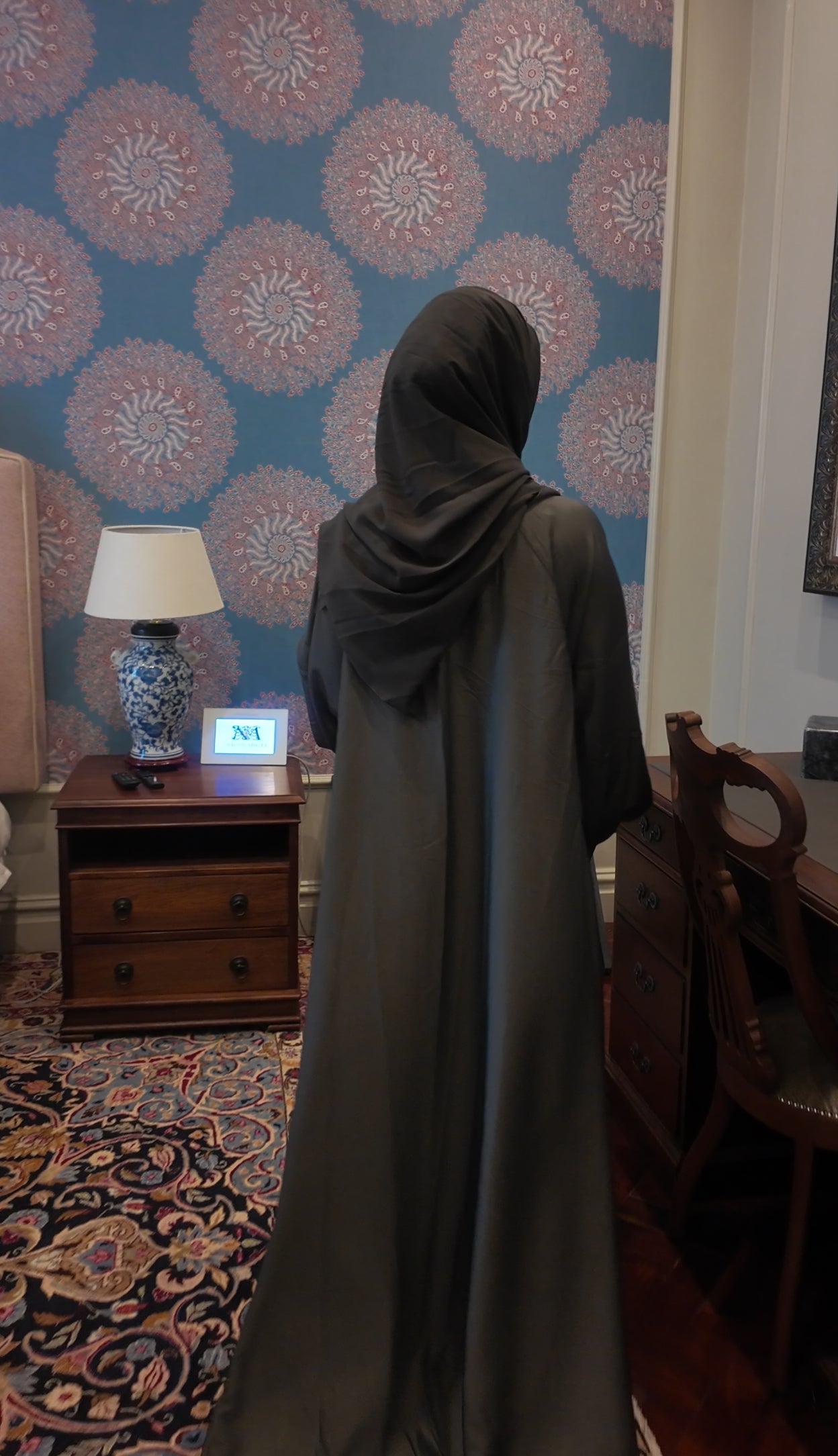 Army green flow abayah with attached hijab