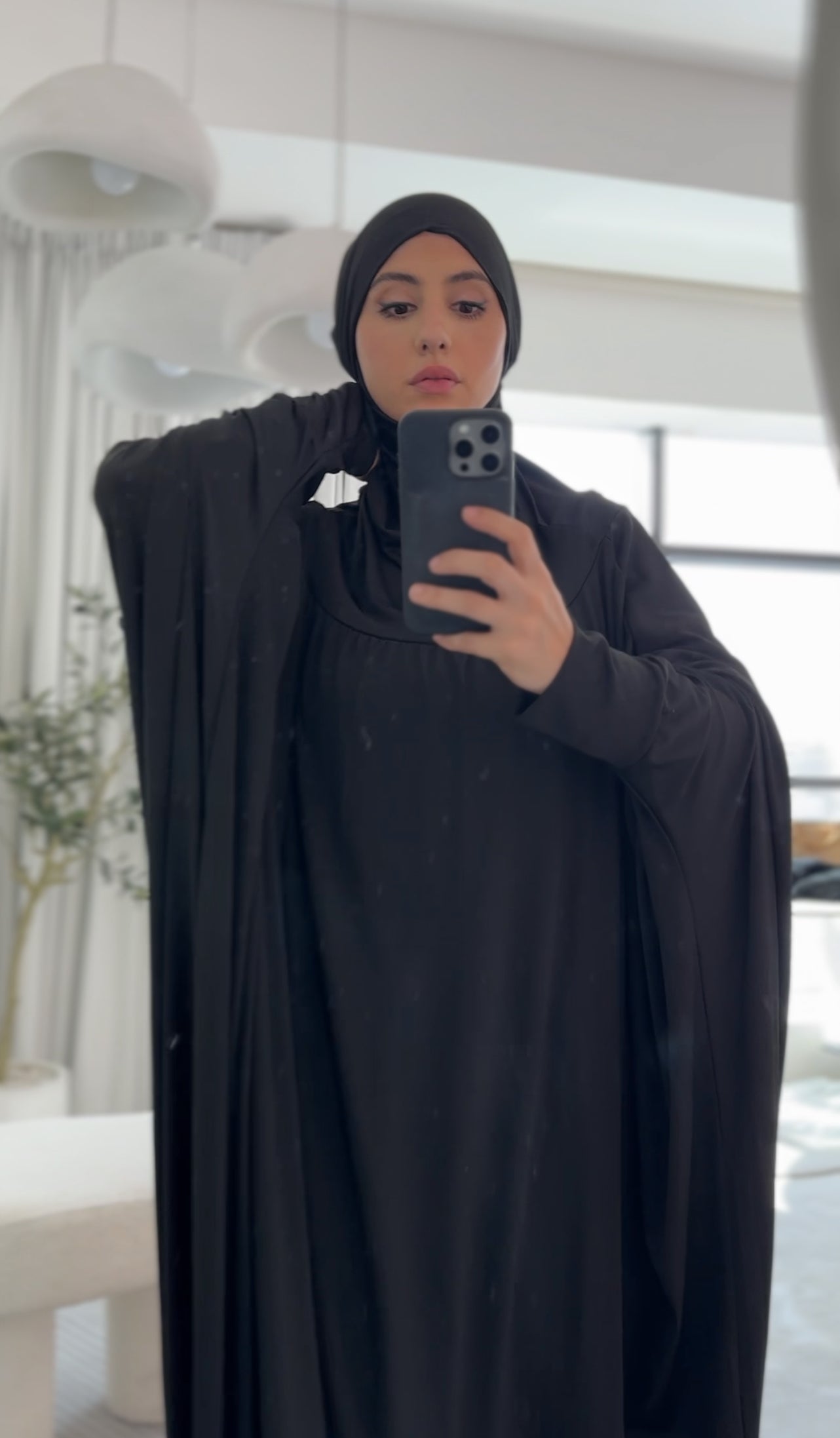 Black burqa stretch fabric