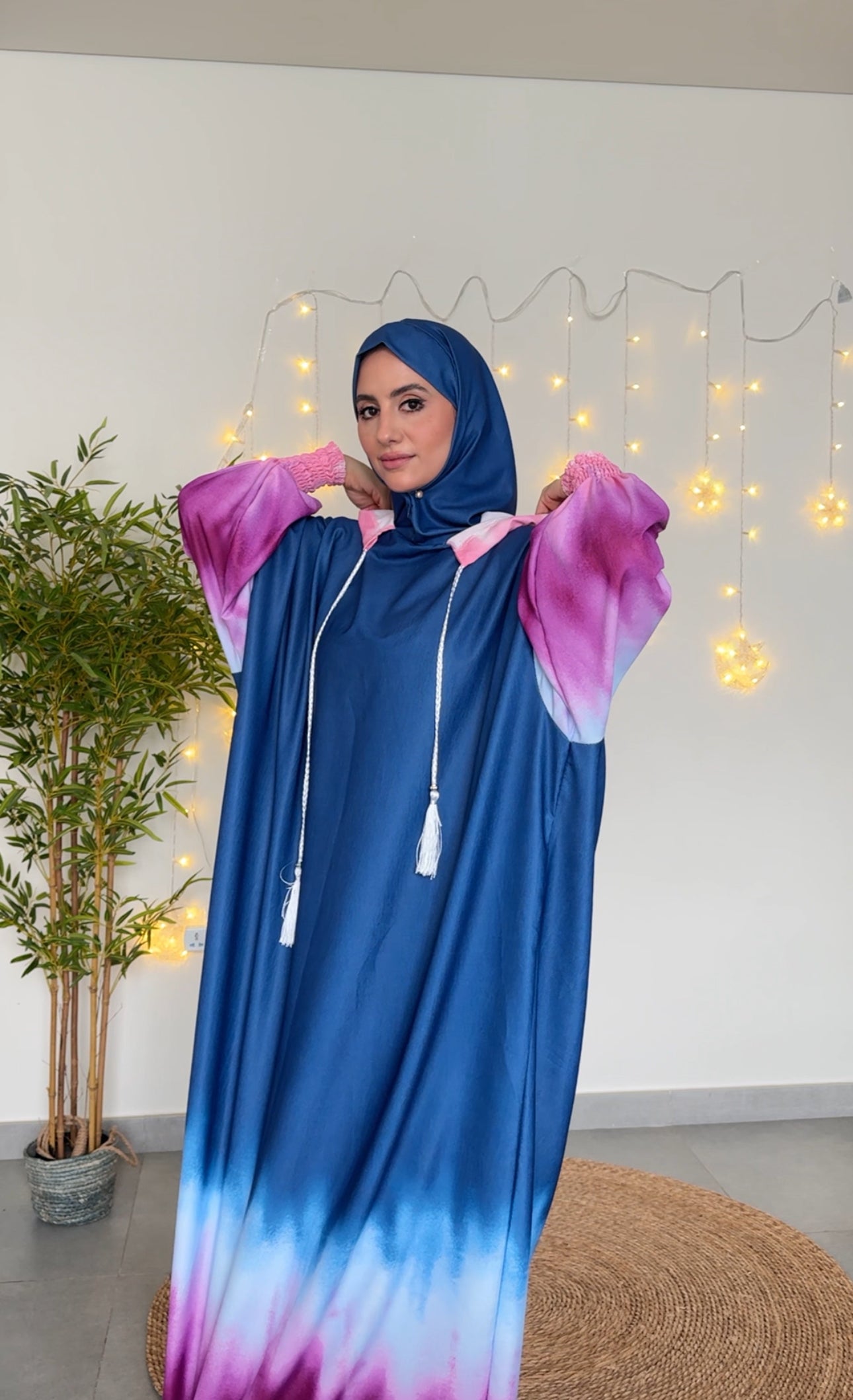 Blue with pink dye burqa