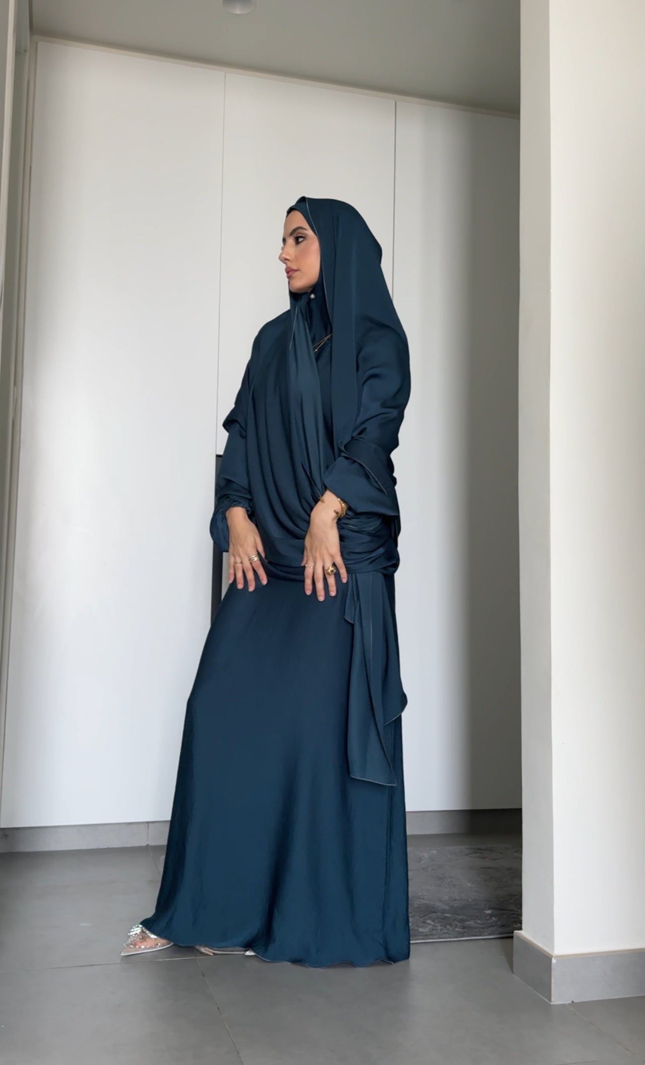 Prussian Blue Long Scarf Abayah