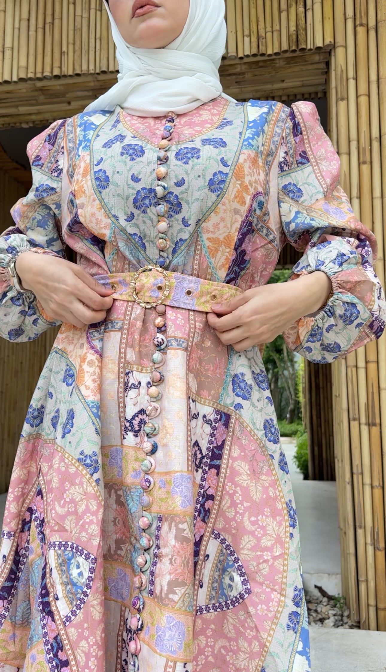 Coral, blue and other colours Eid dress