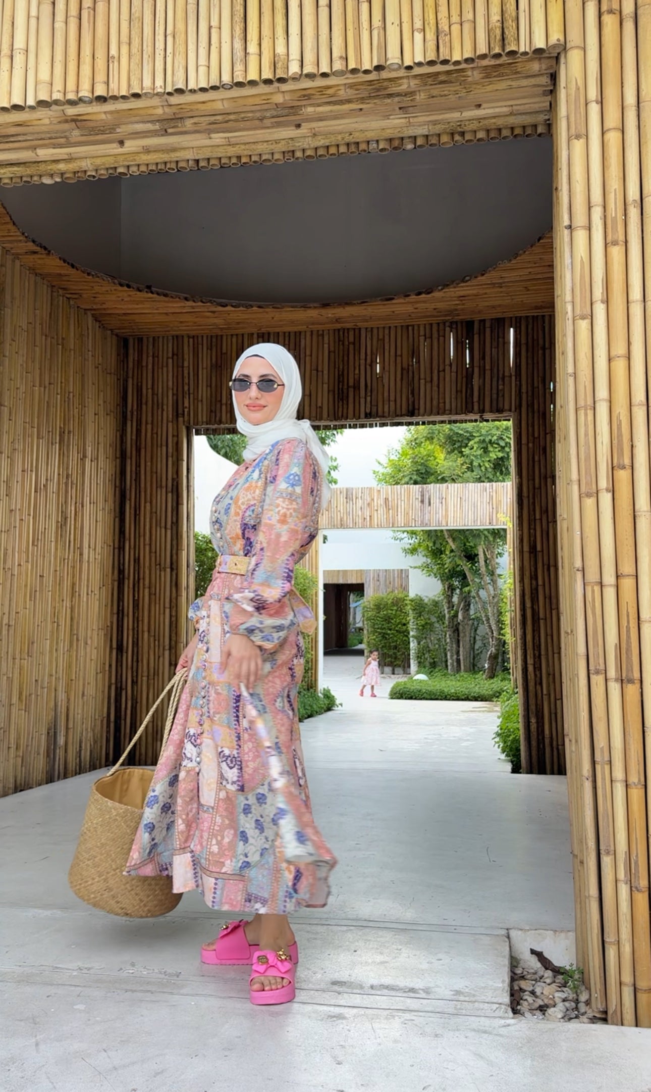 Coral, blue and other colours Eid dress