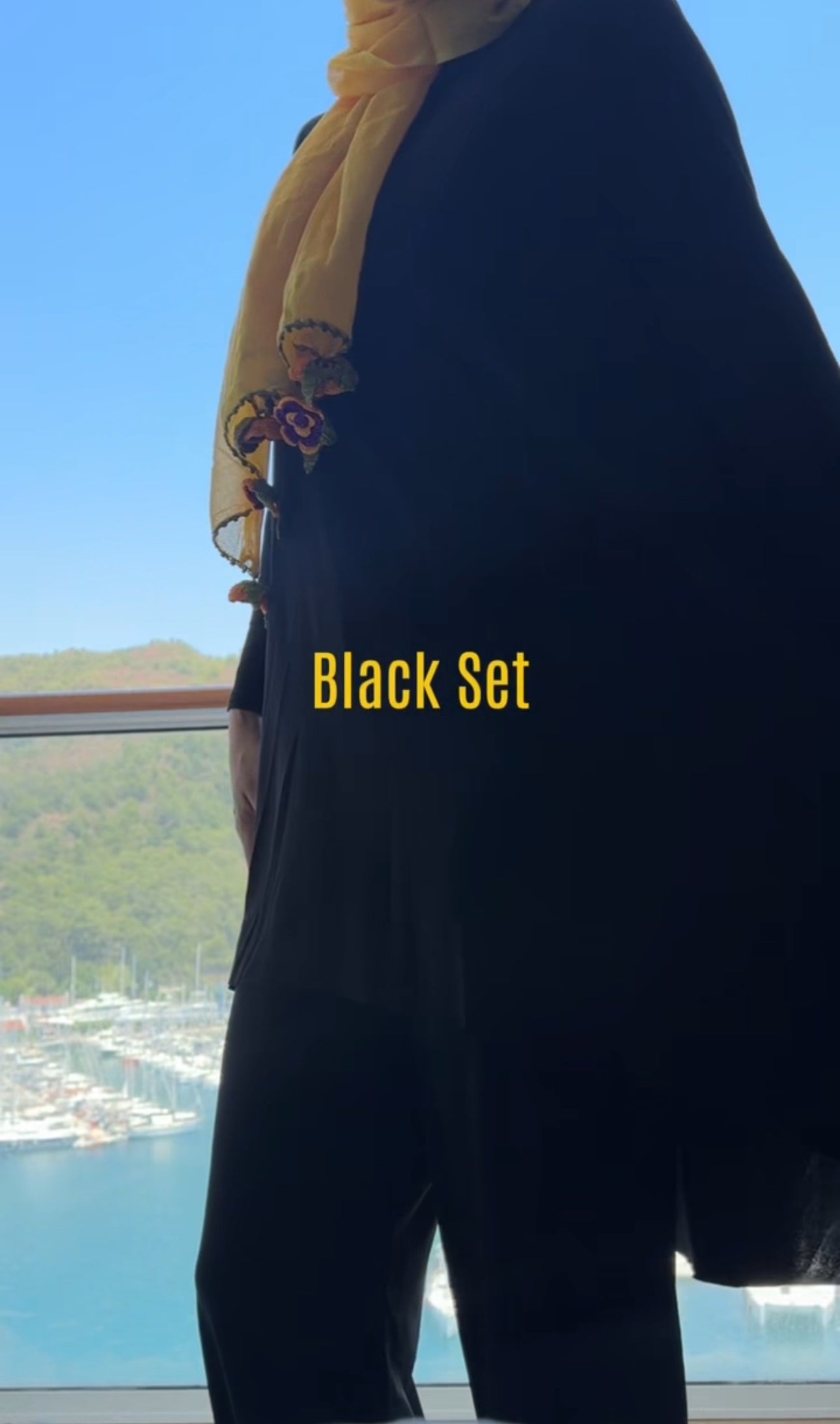 Black stretch fabric set