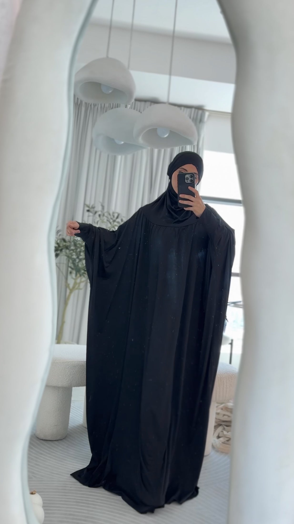 Black burqa stretch fabric