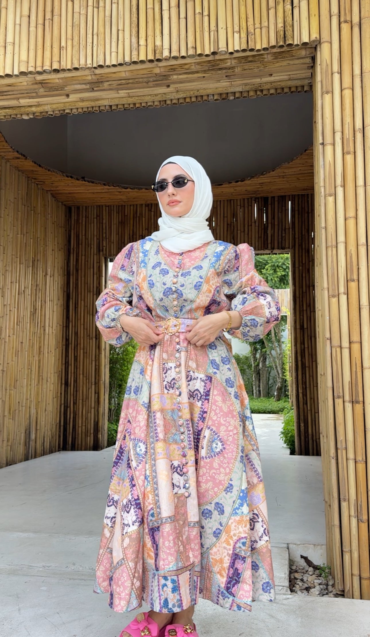 Coral, blue and other colours Eid dress