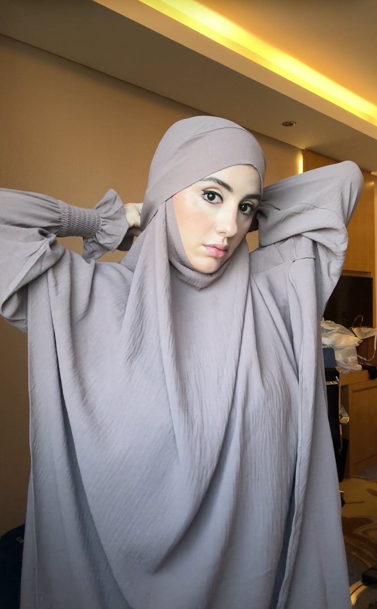 Two piece beige Khimar