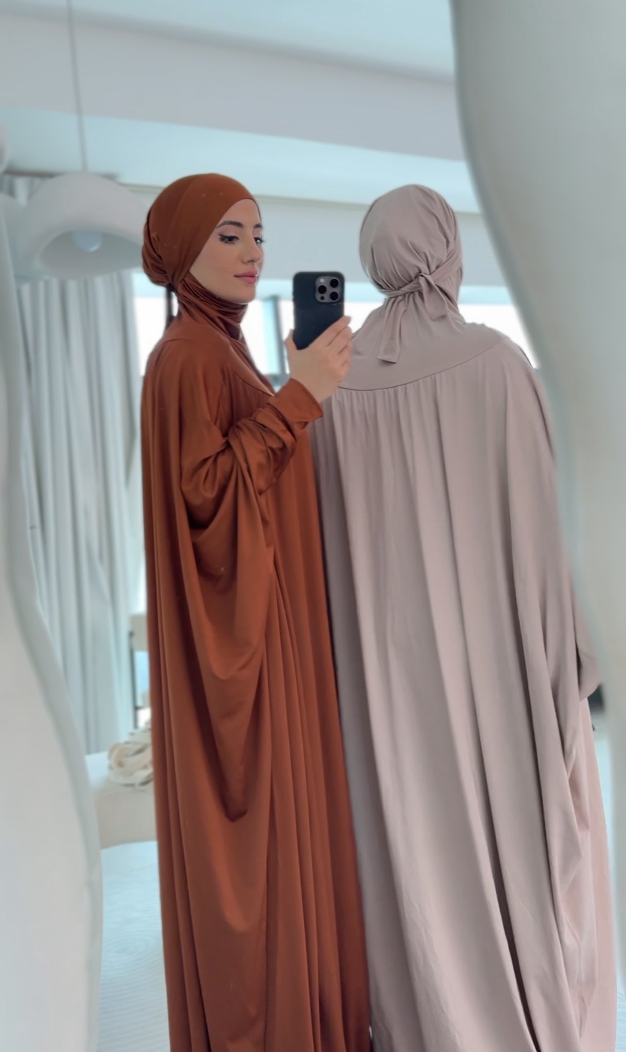 Beige burqa stretch fabric