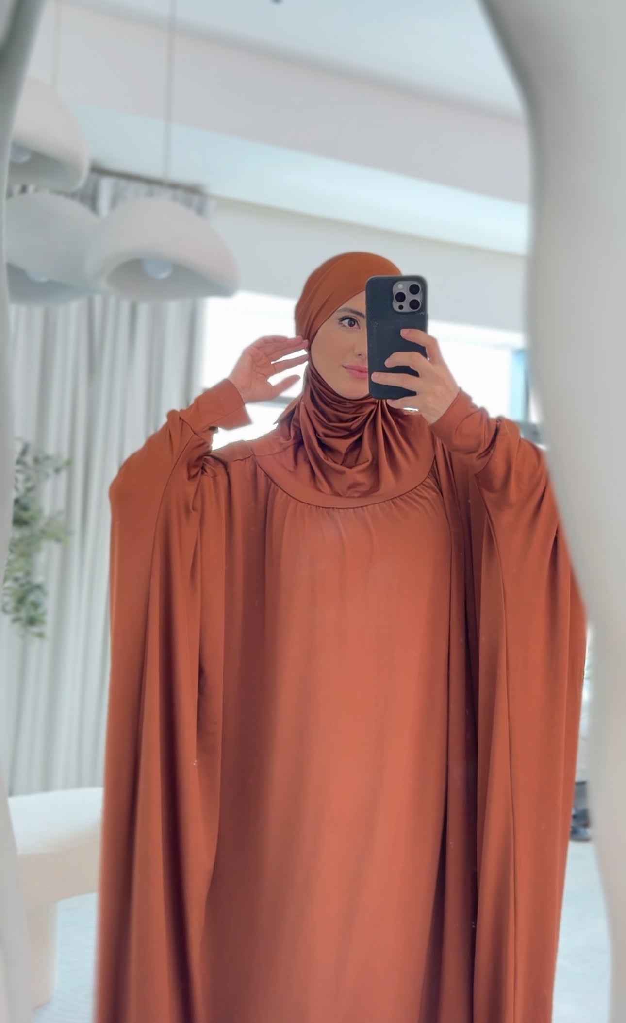 Brown burqa stretch fabric