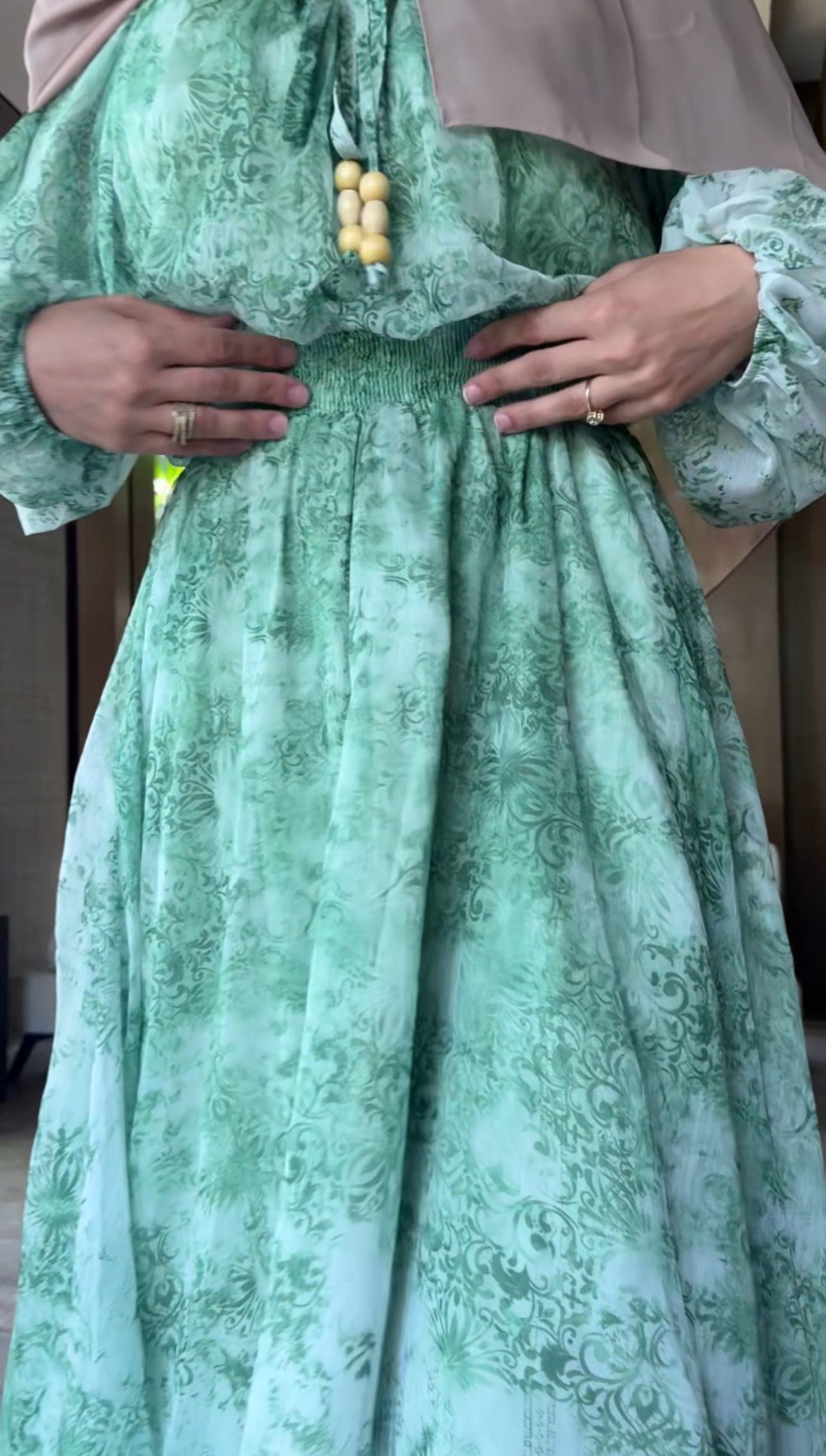Green flow dress