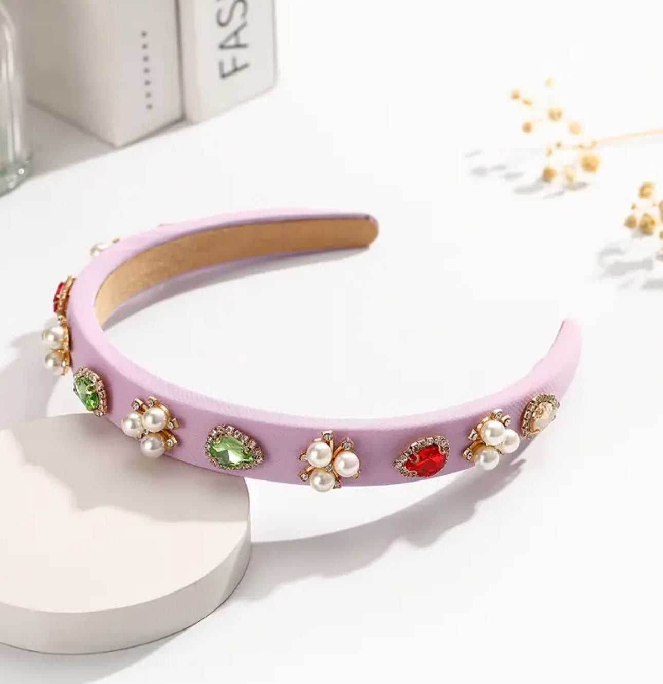 Pastel Pink with stones Alice Band