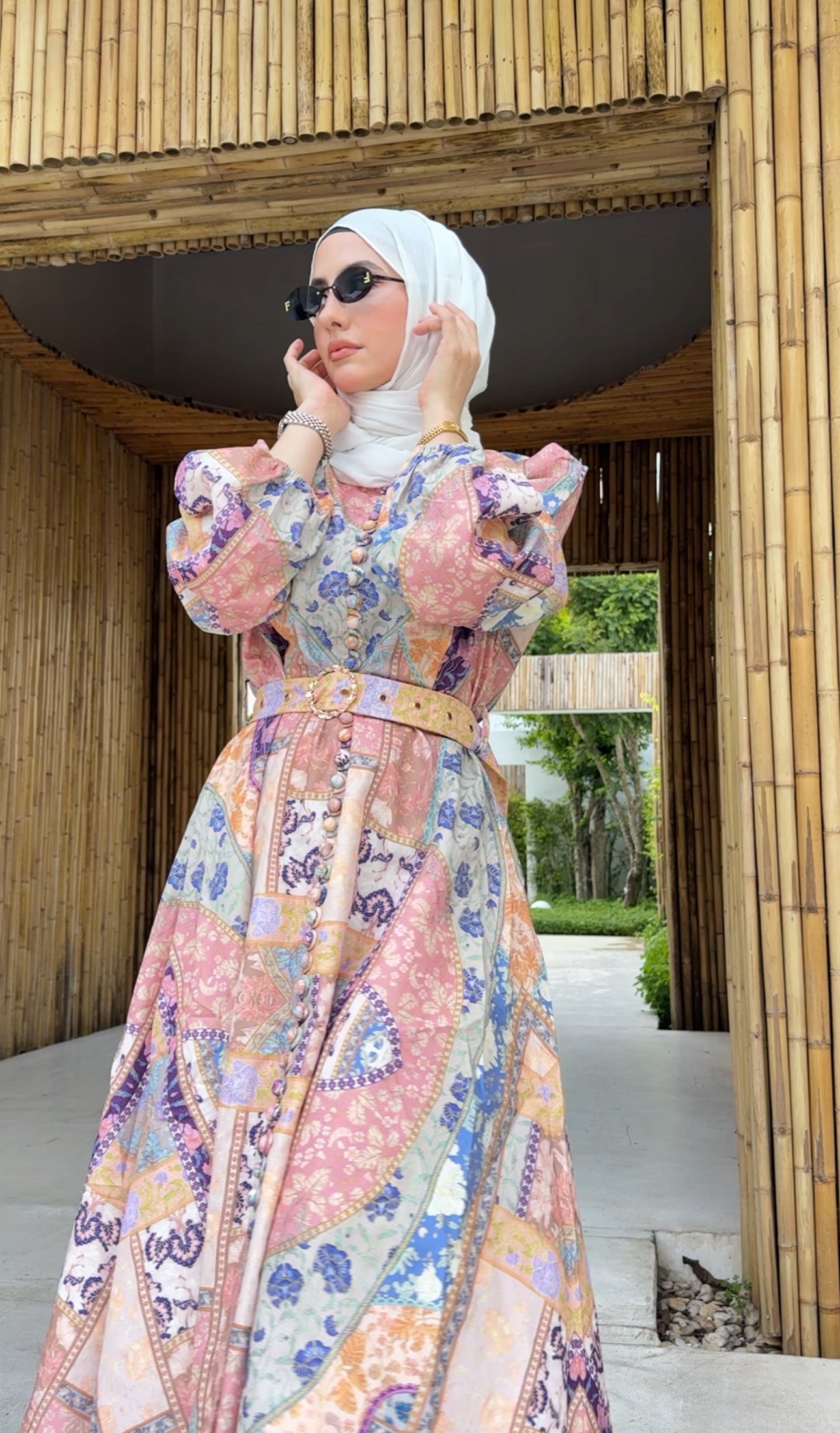 Coral, blue and other colours Eid dress