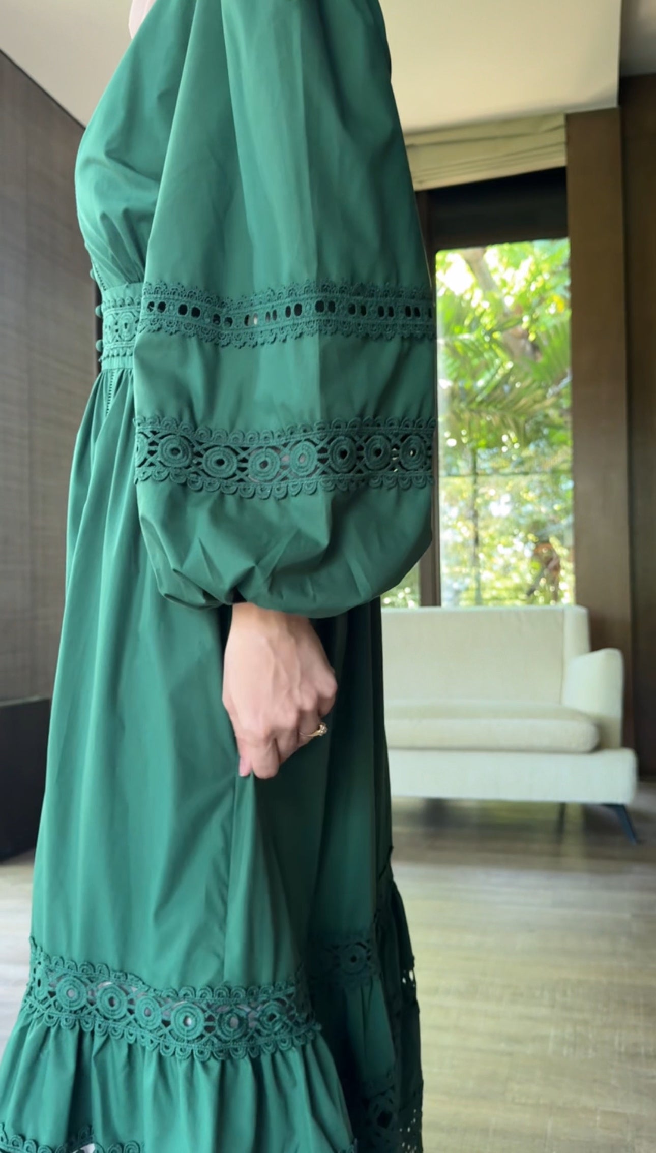 Green lace dress