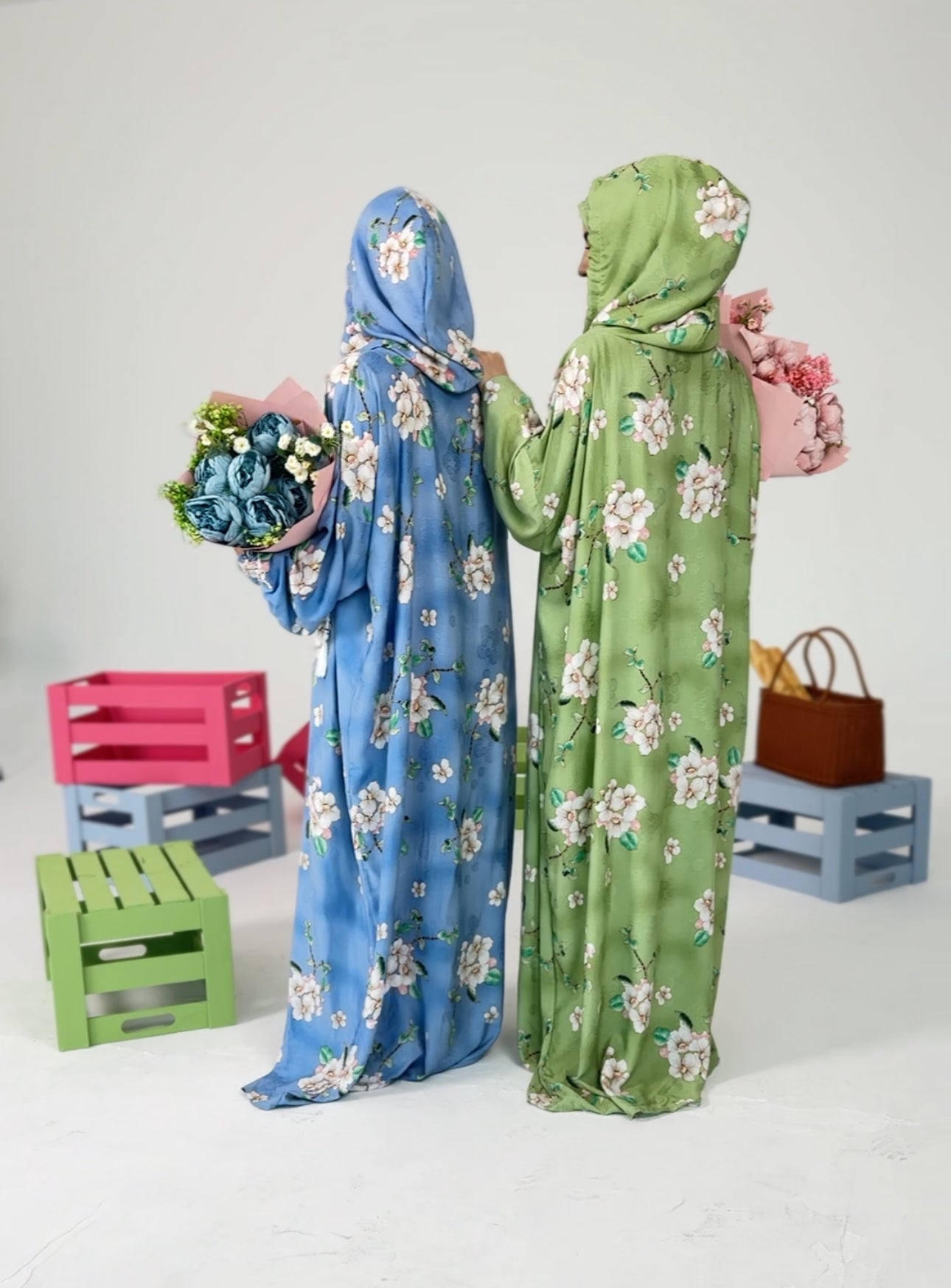 Blue and white orchid burqa