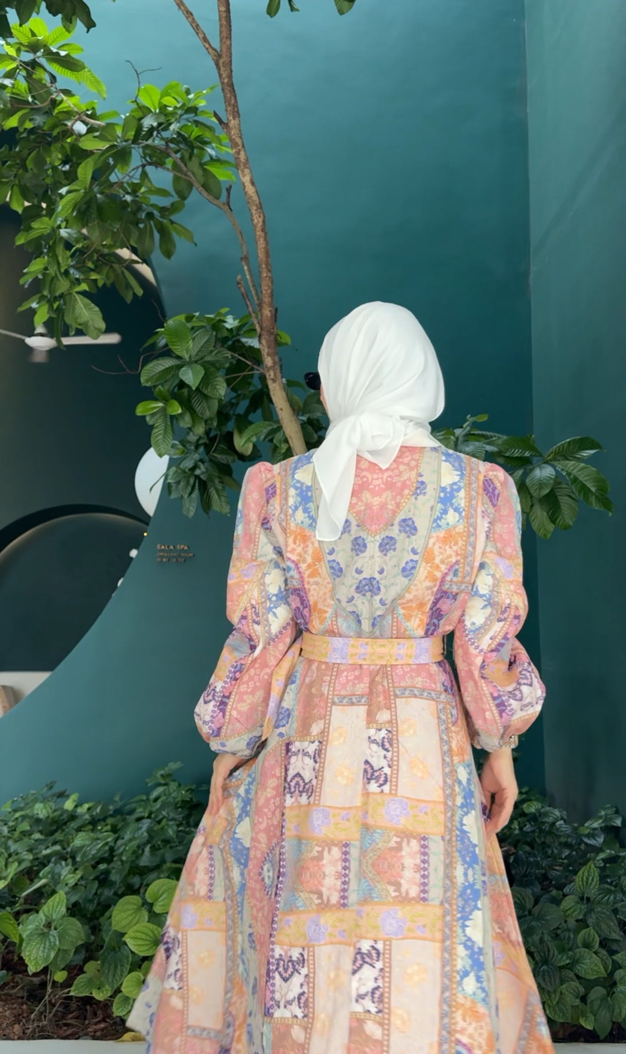 Coral, blue and other colours Eid dress