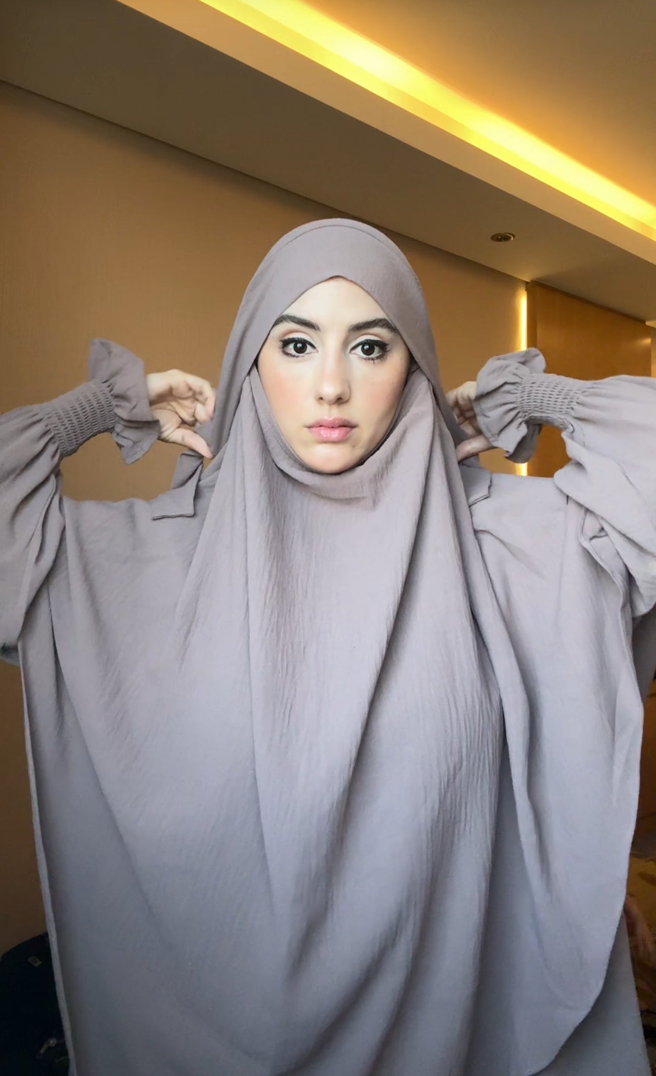 Two piece beige Khimar