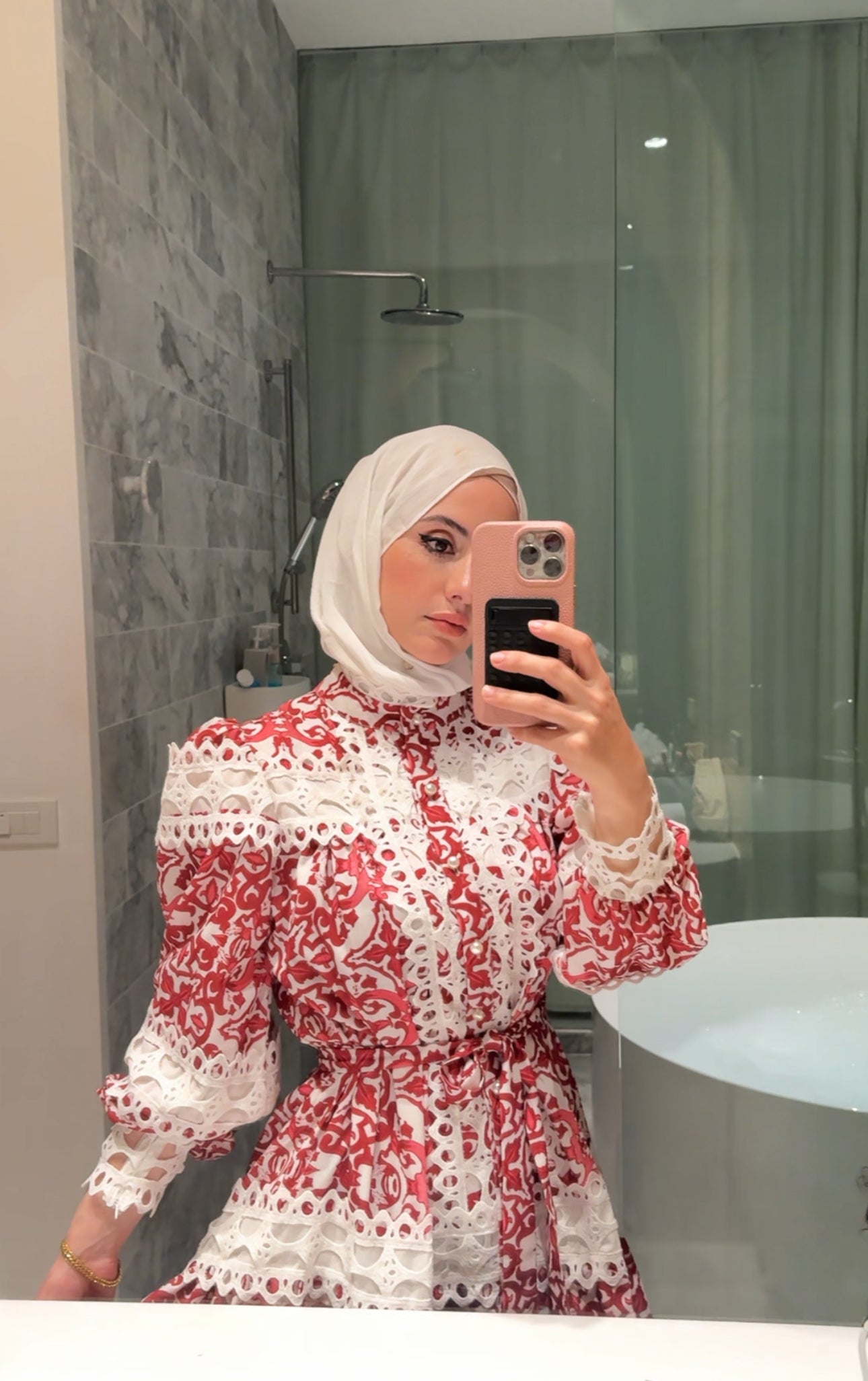 Red lace dress