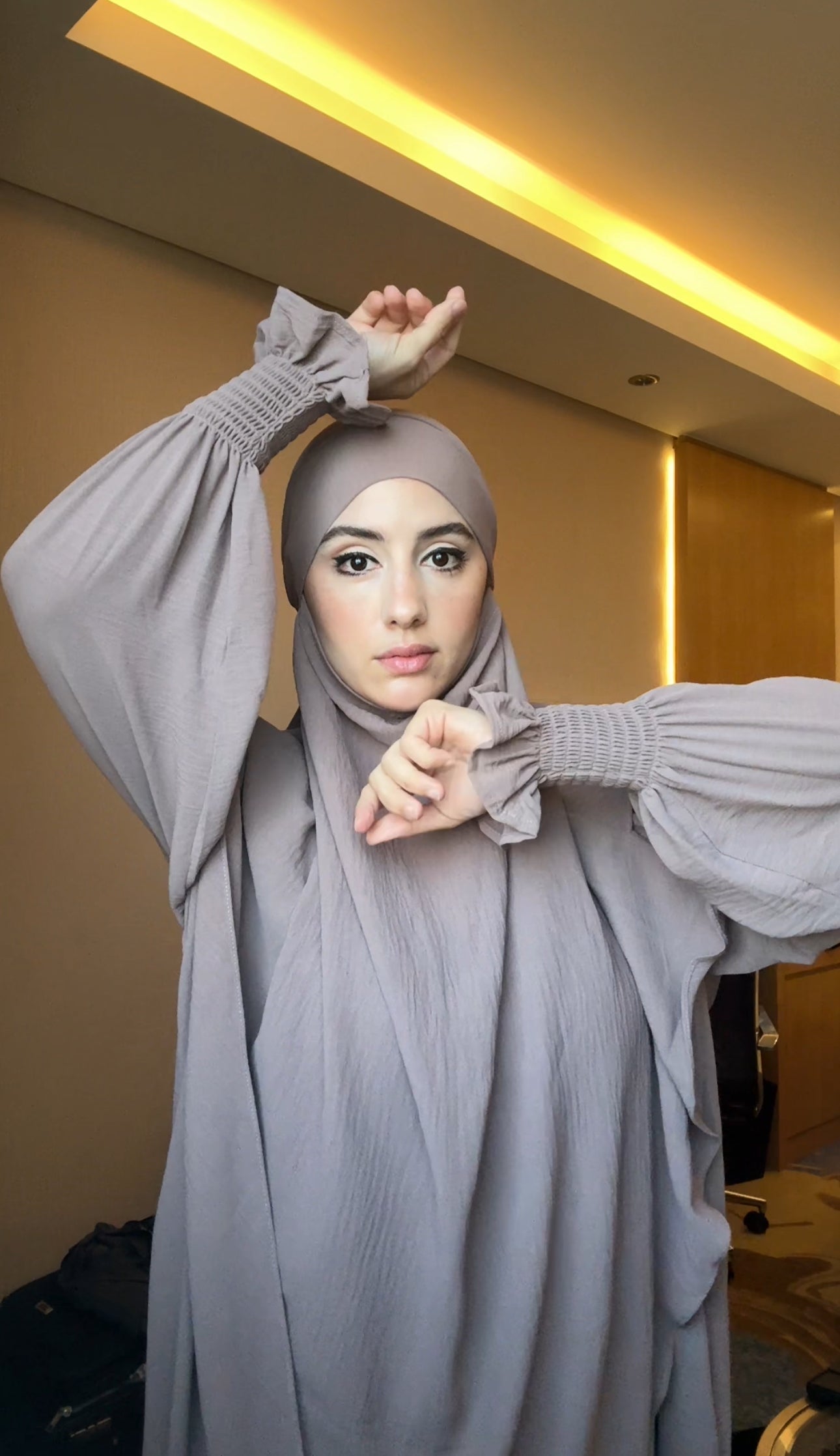 Two piece beige Khimar