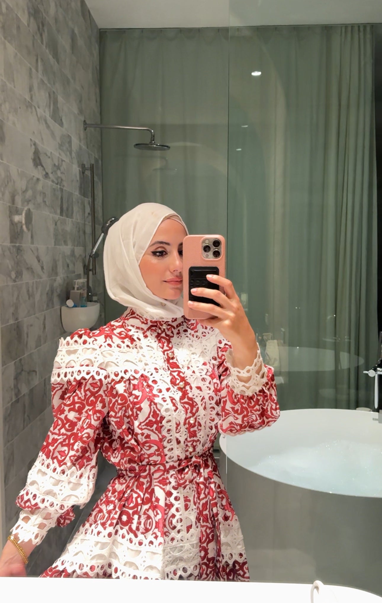 Red lace dress