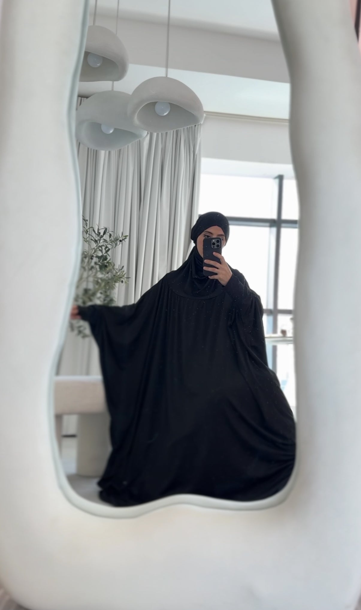 Black burqa stretch fabric
