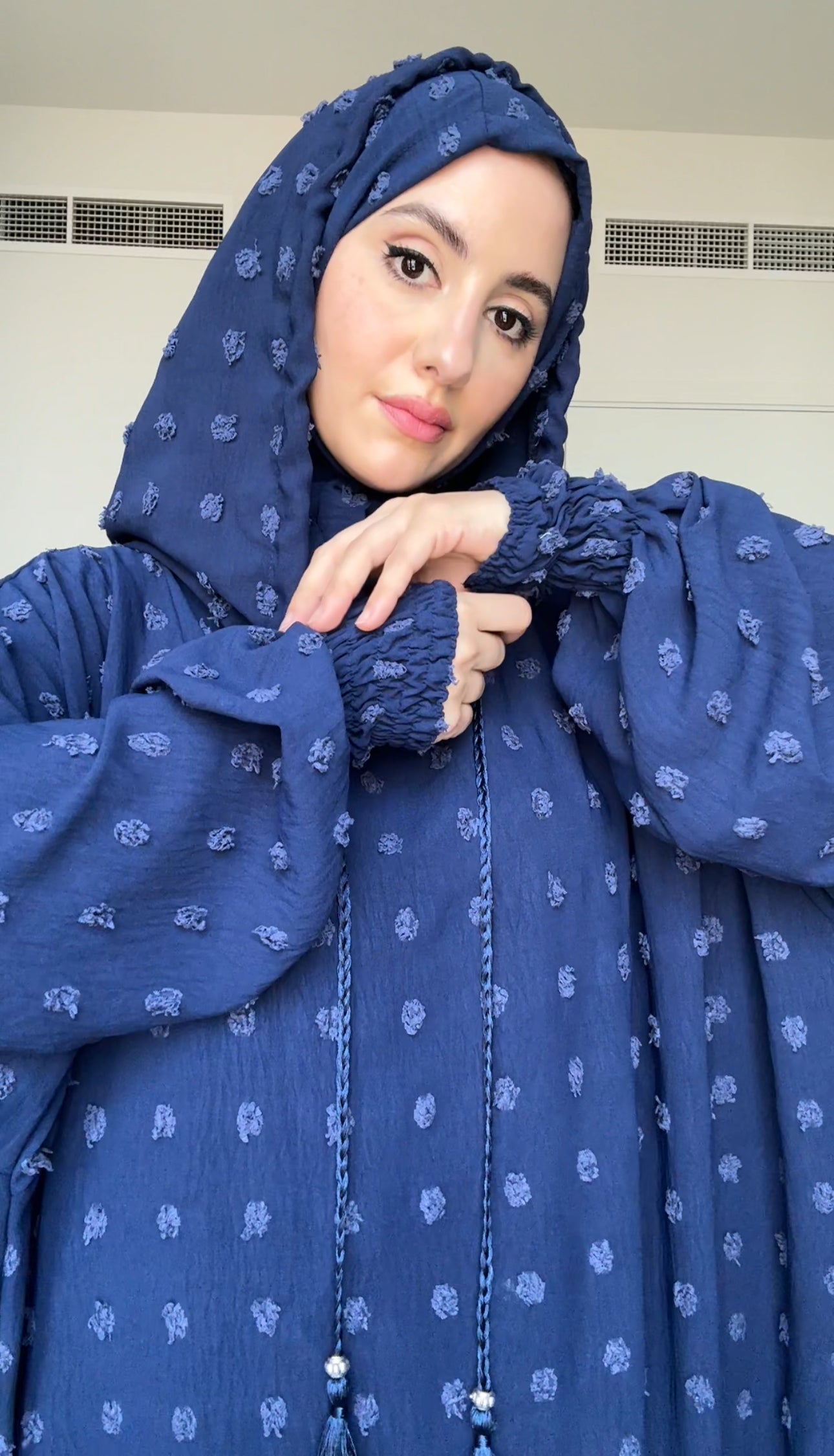 Navy with big dots burqa