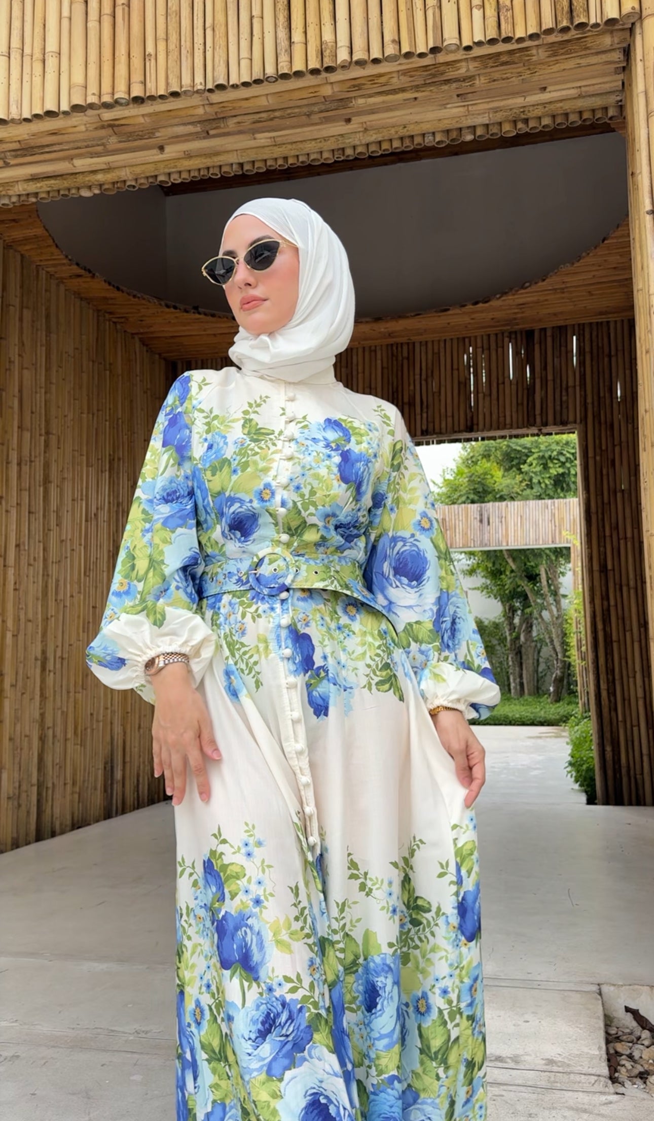 Blue and white floral 🦋 Eid dress