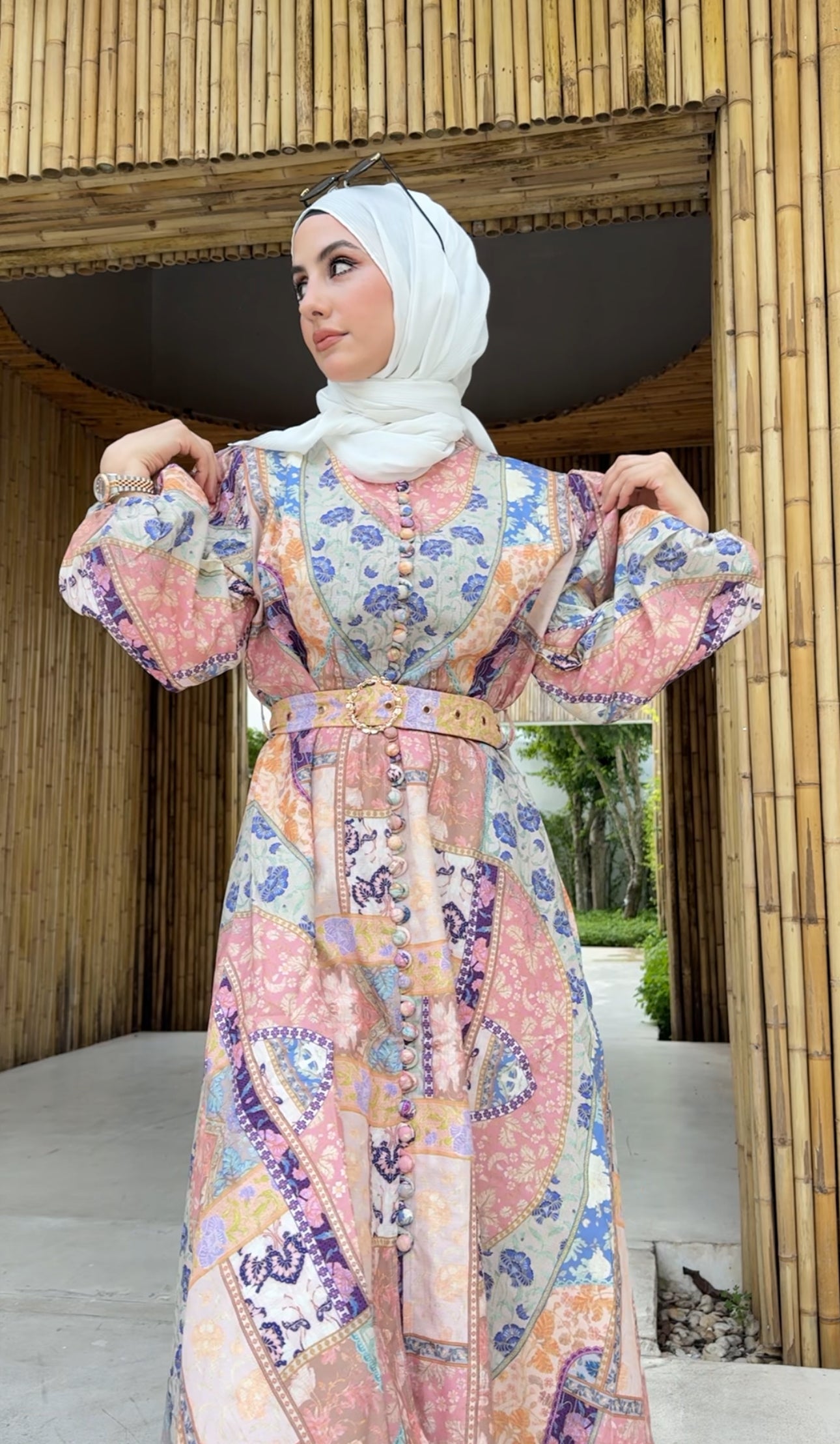 Coral, blue and other colours Eid dress