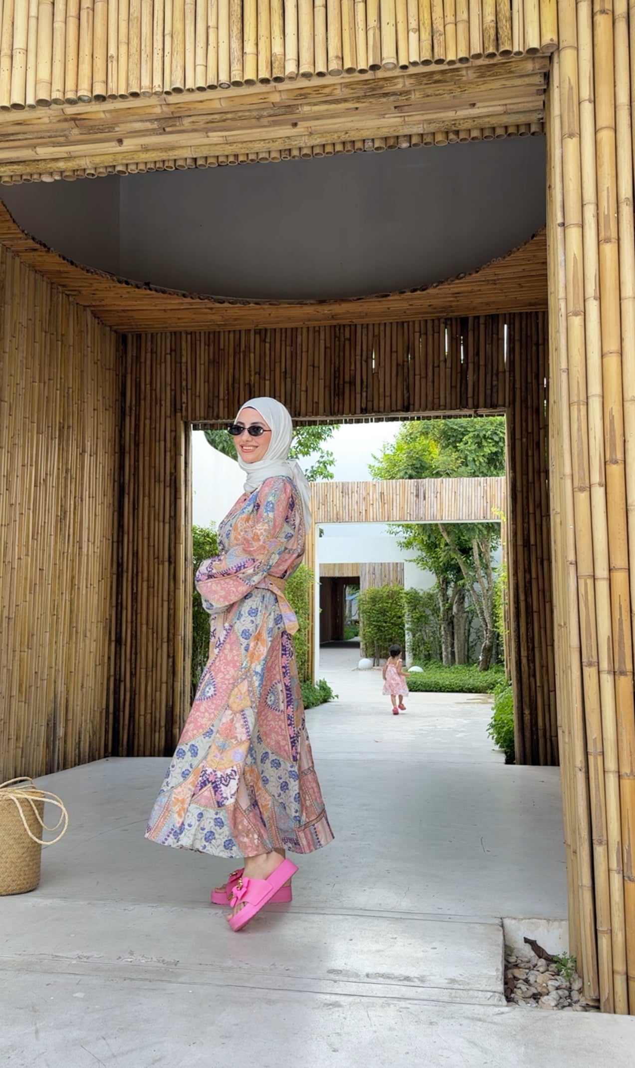 Coral, blue and other colours Eid dress