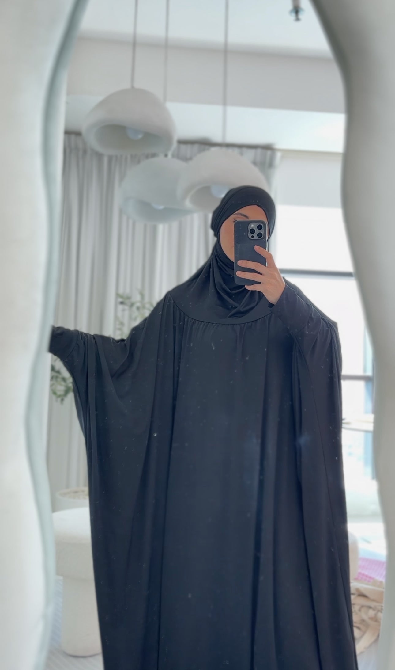 Black burqa stretch fabric