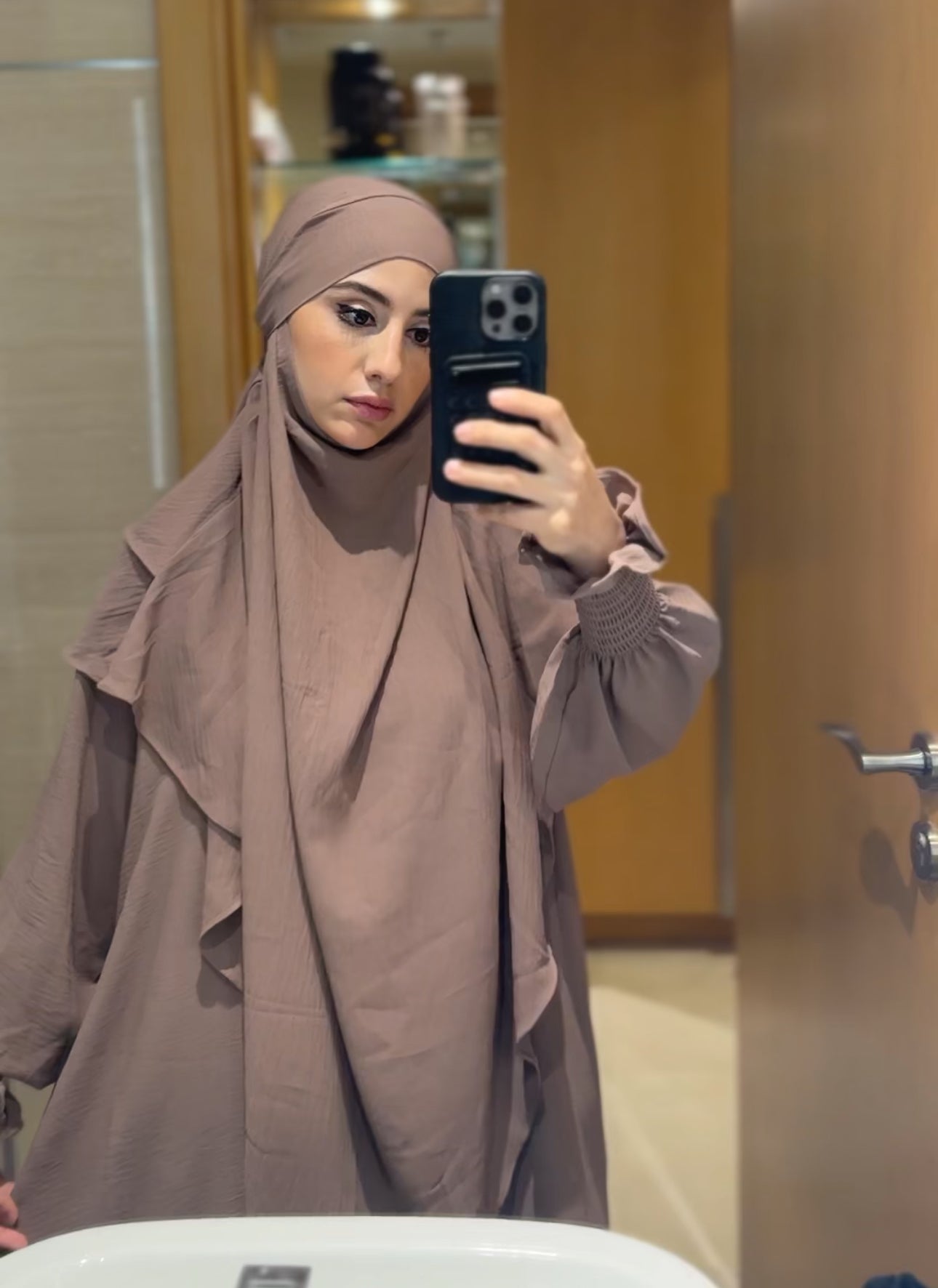 Two piece beige Khimar