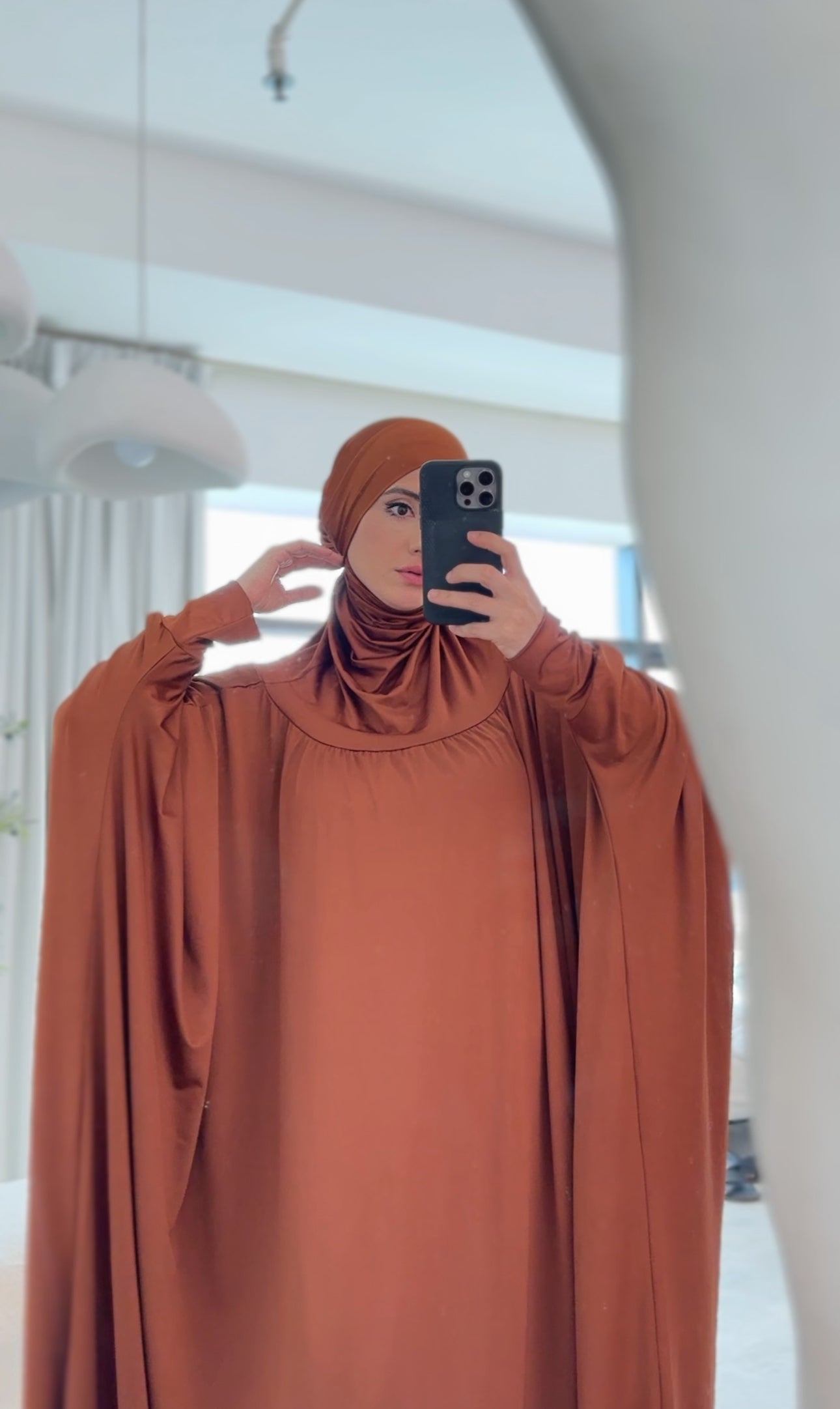 Brown burqa stretch fabric