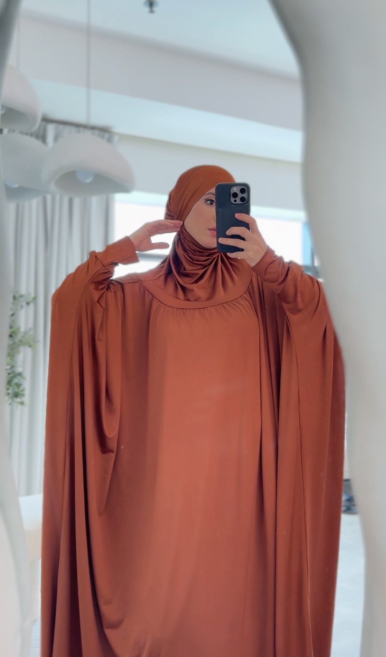 Brown burqa stretch fabric