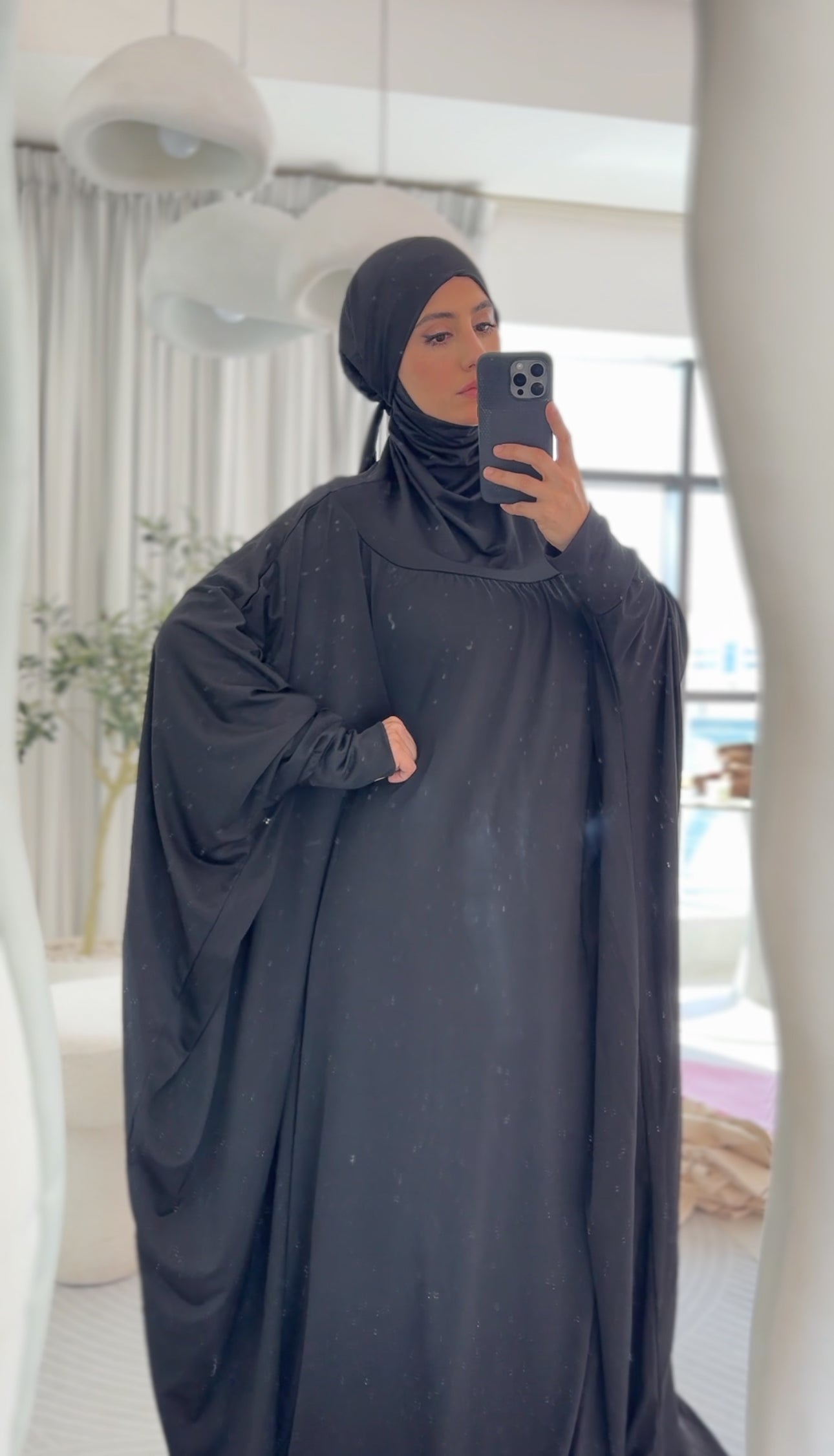 Black burqa stretch fabric