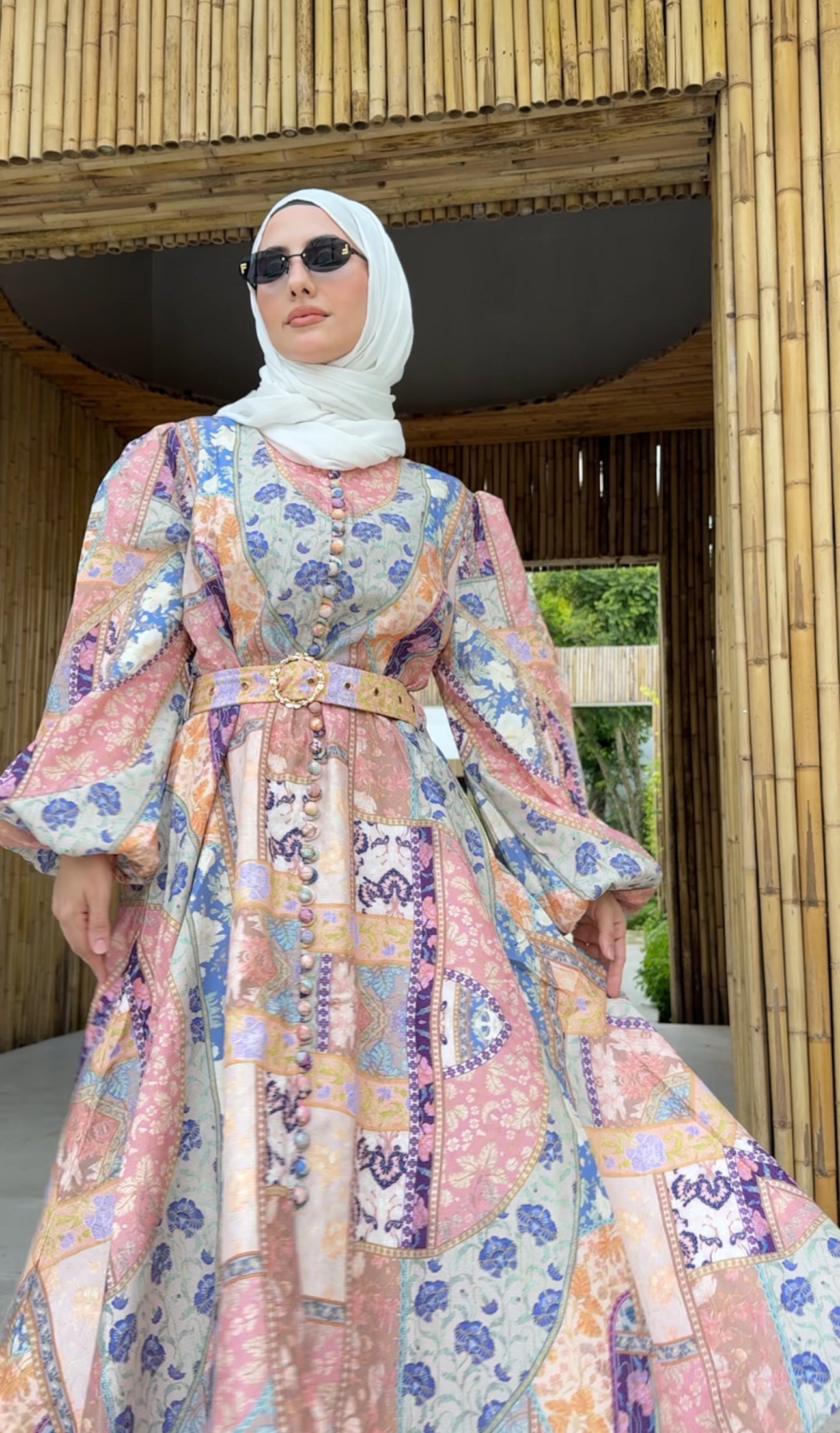 Coral, blue and other colours Eid dress