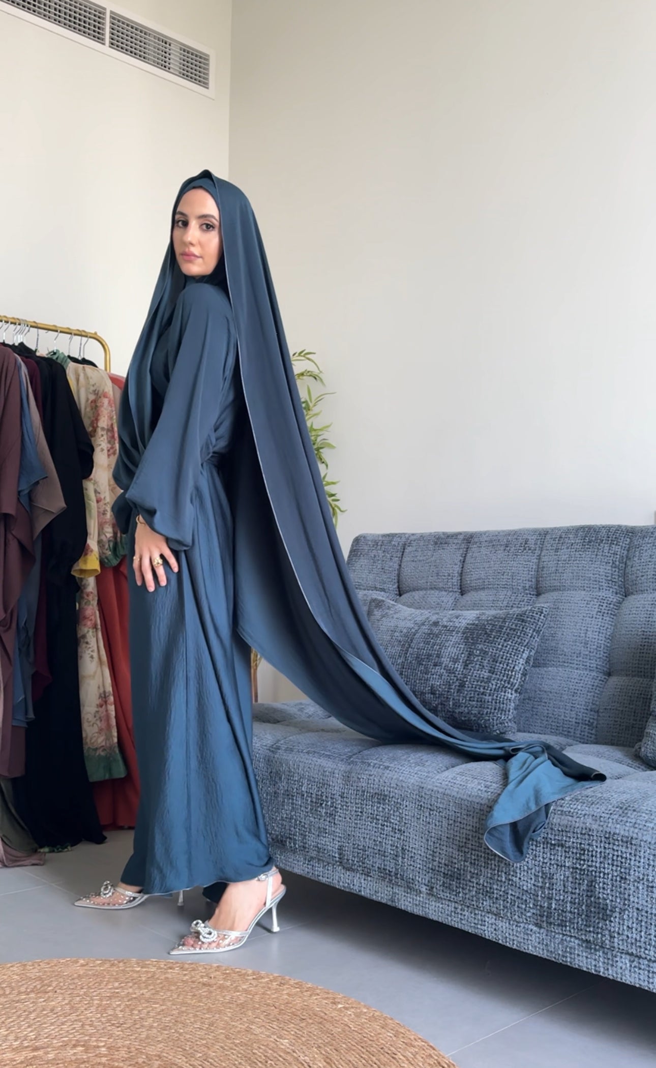 Prussian Blue Long Scarf Abayah