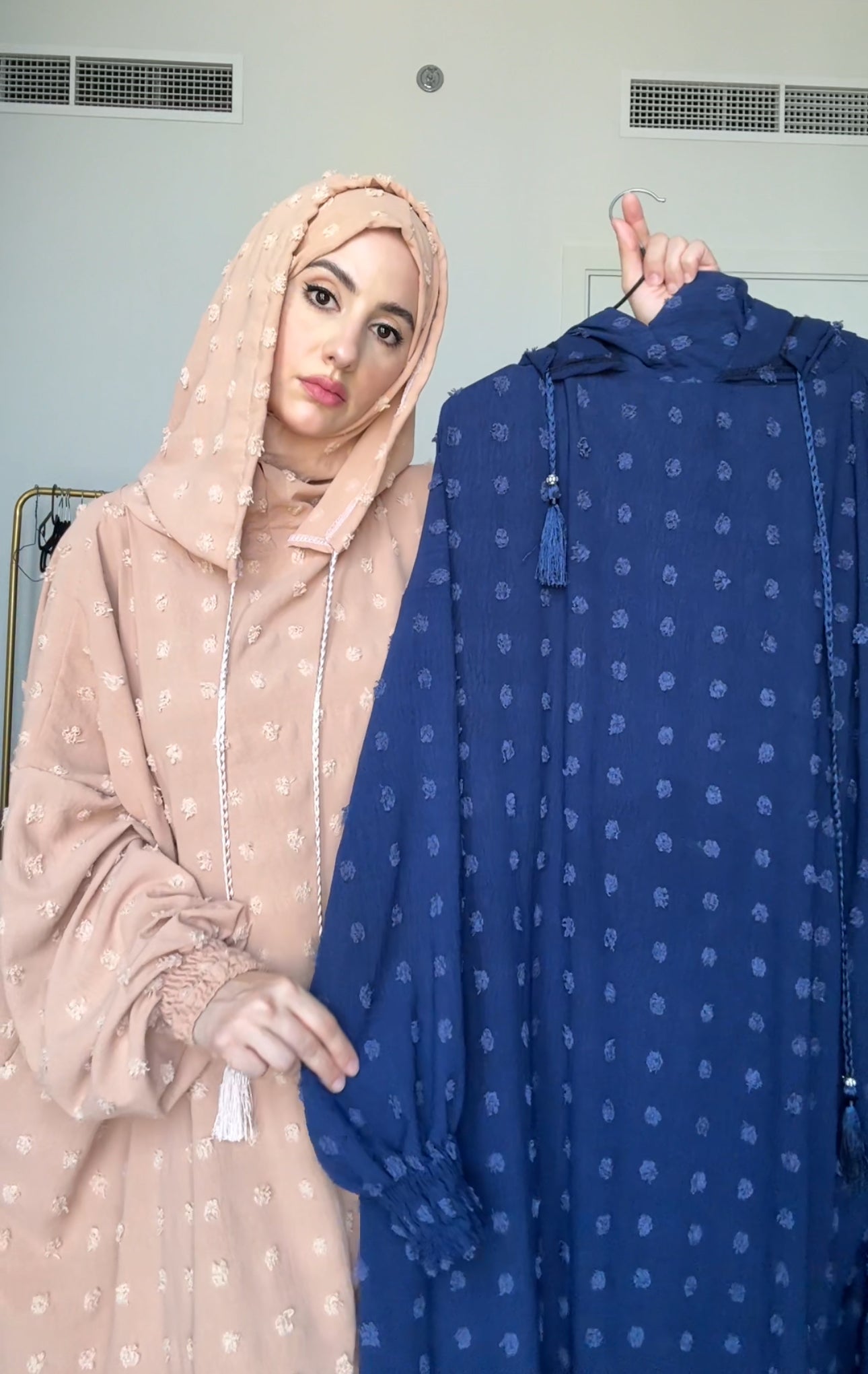 Navy with big dots burqa