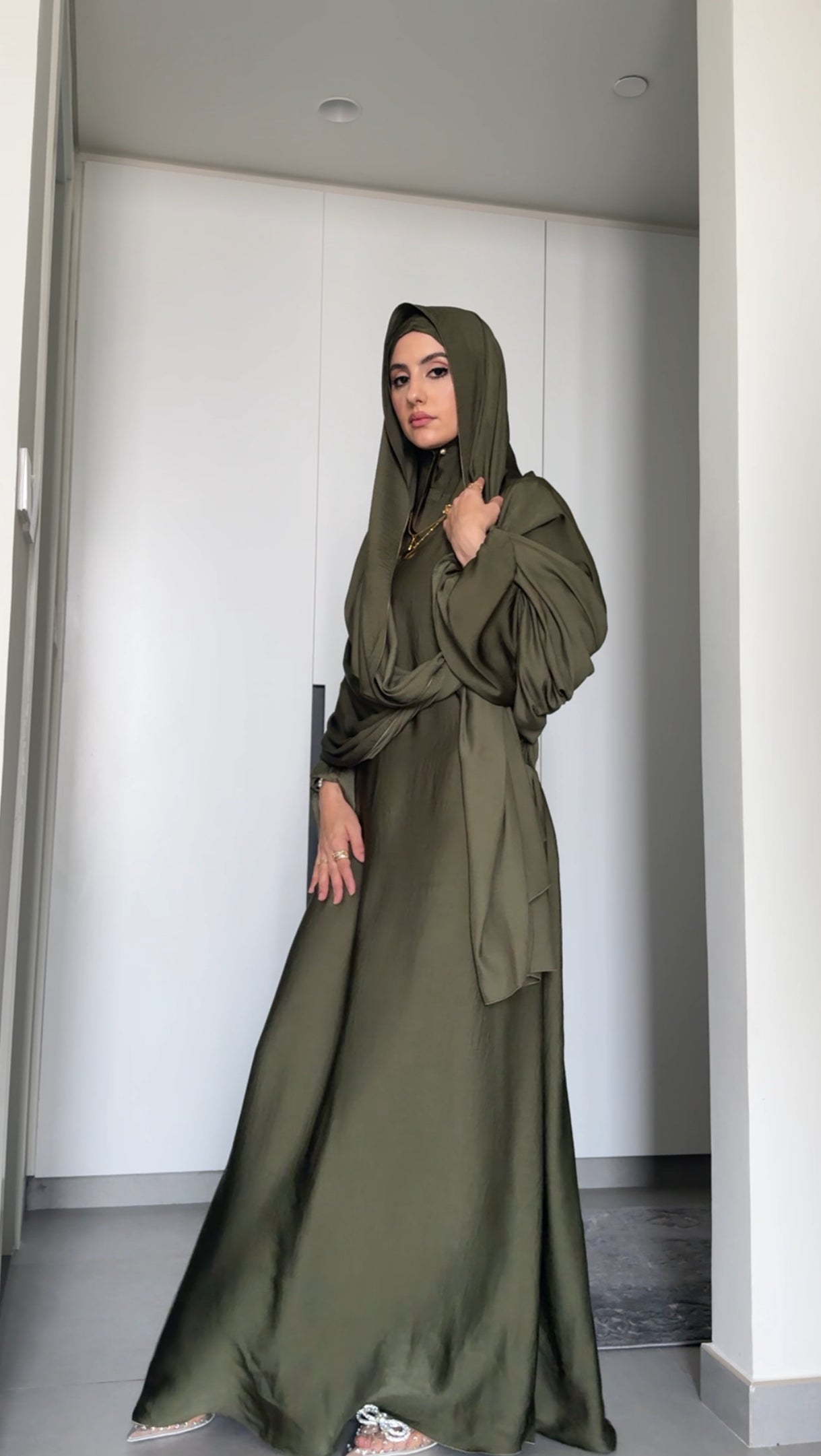 Army Green Long Scarf Abayah