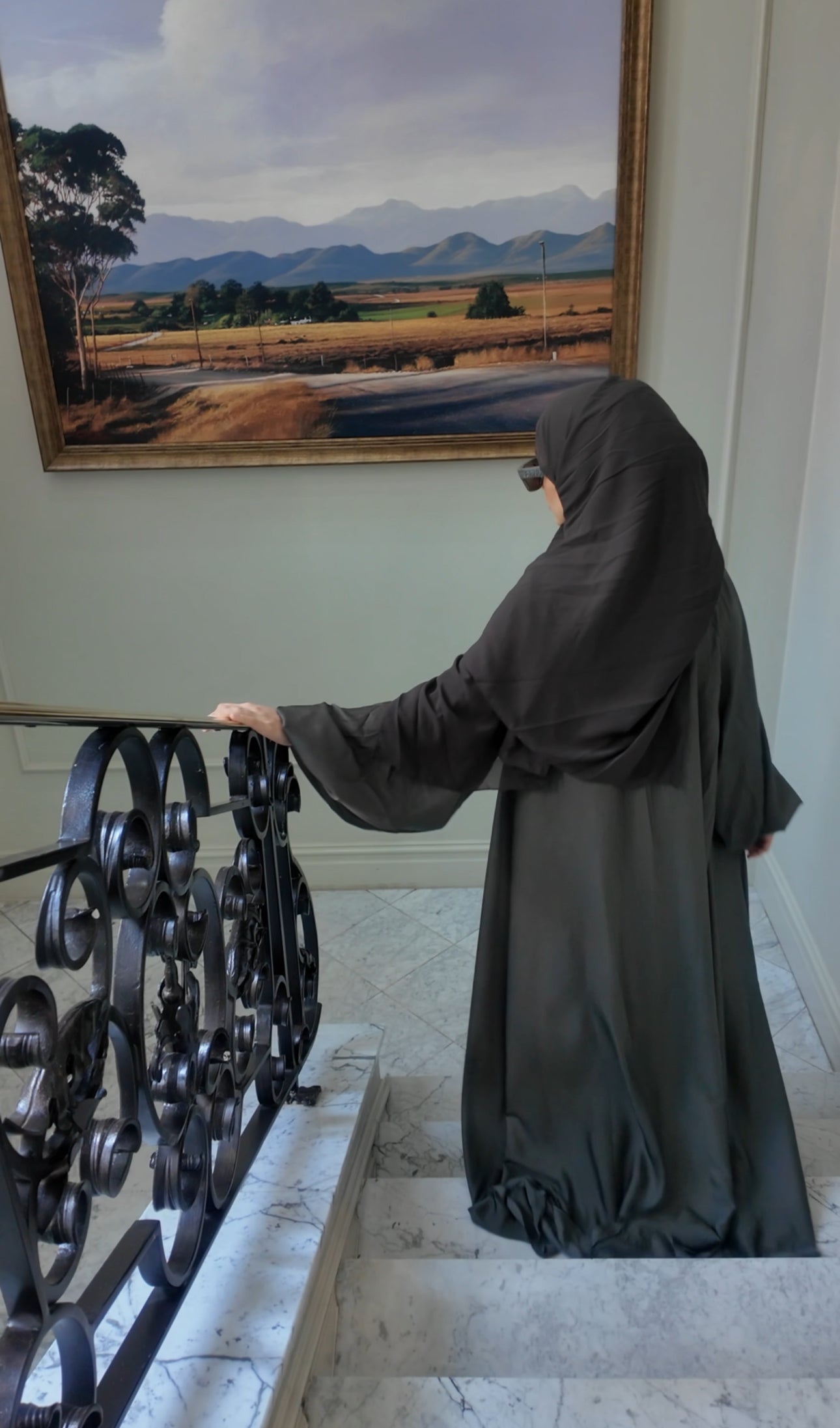 Army green flow abayah with attached hijab