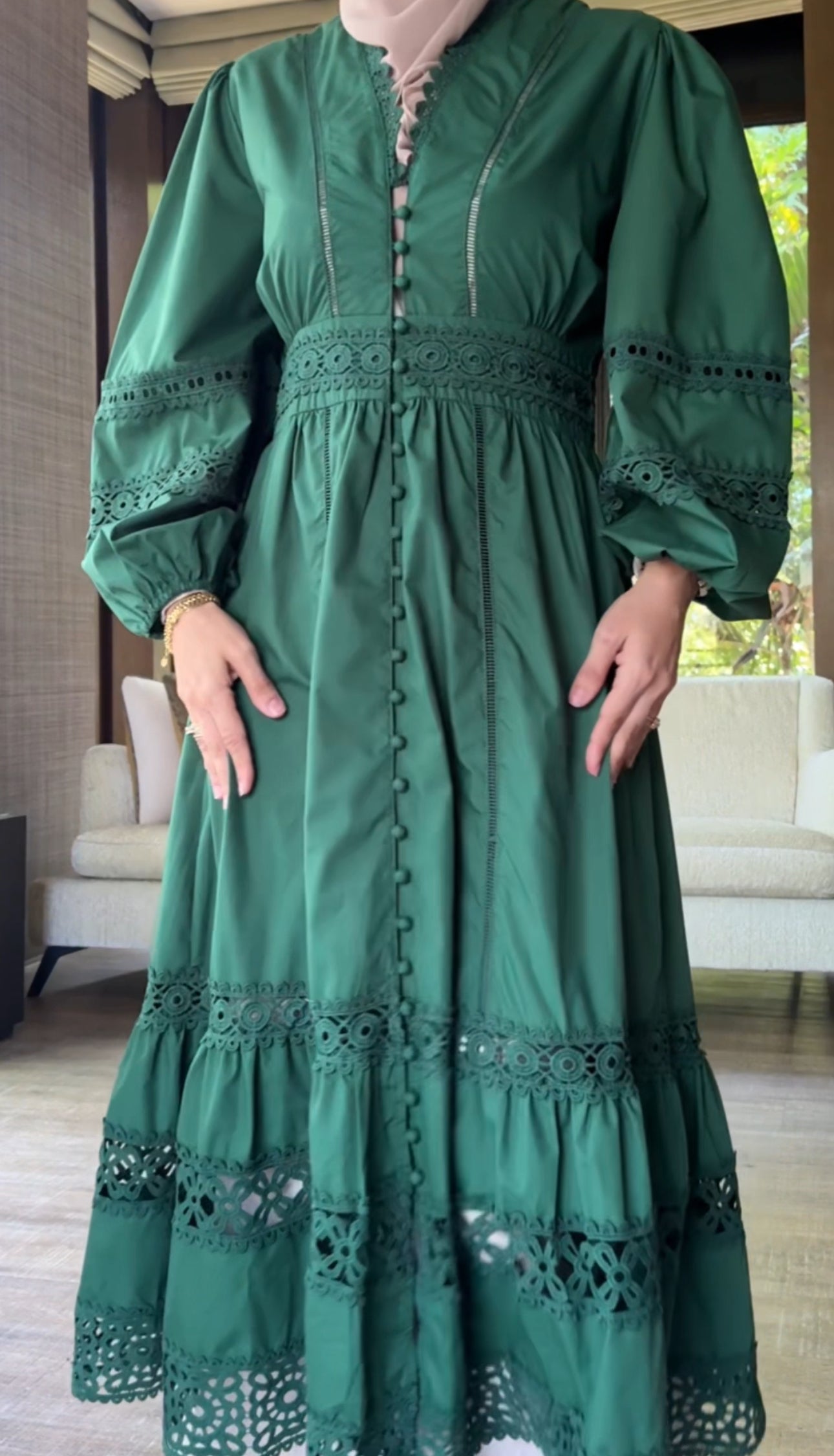 Green lace dress