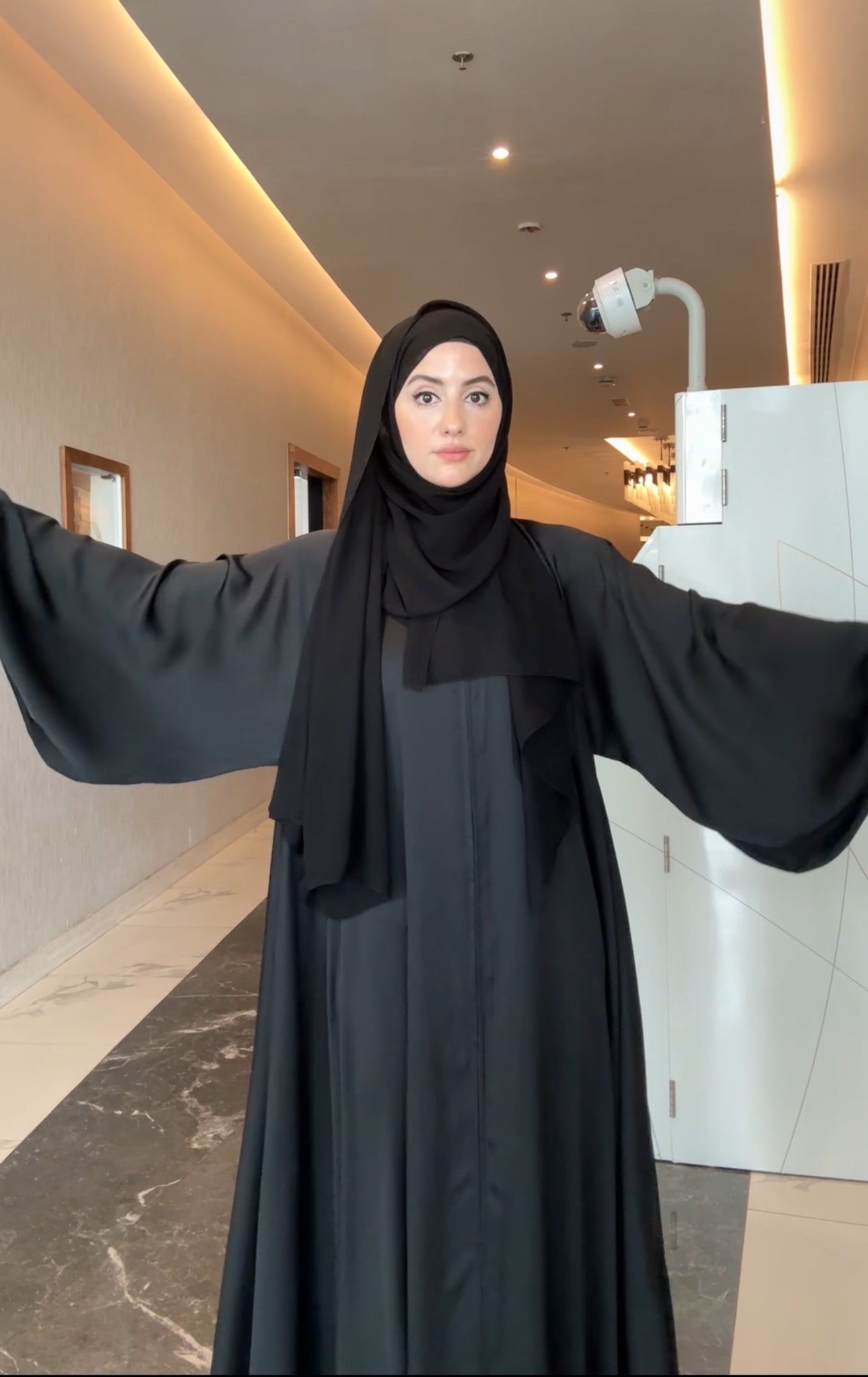 Black flow abayah with attached hijab