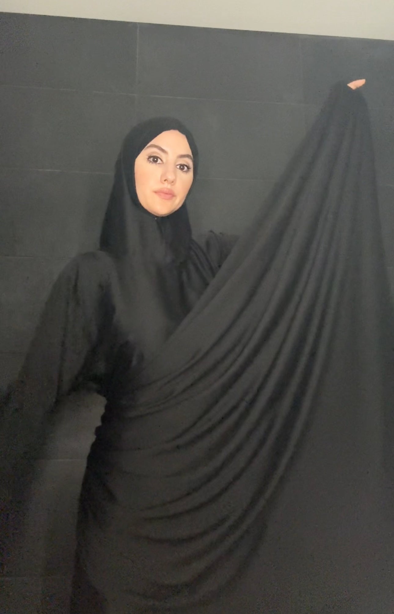 Sheikha Ameerah in Black Long Scarf Abayah