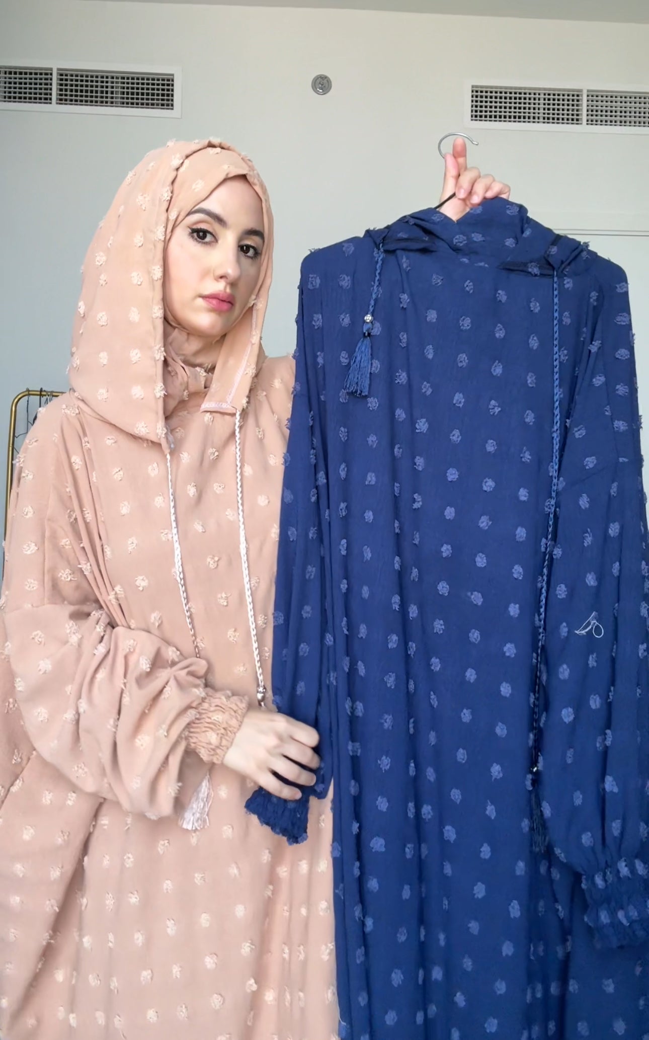 Navy with big dots burqa