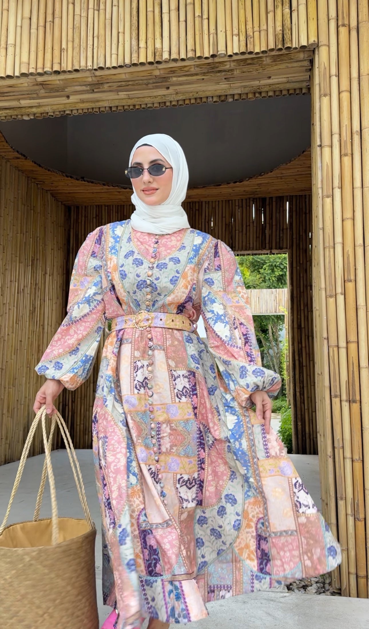 Coral, blue and other colours Eid dress